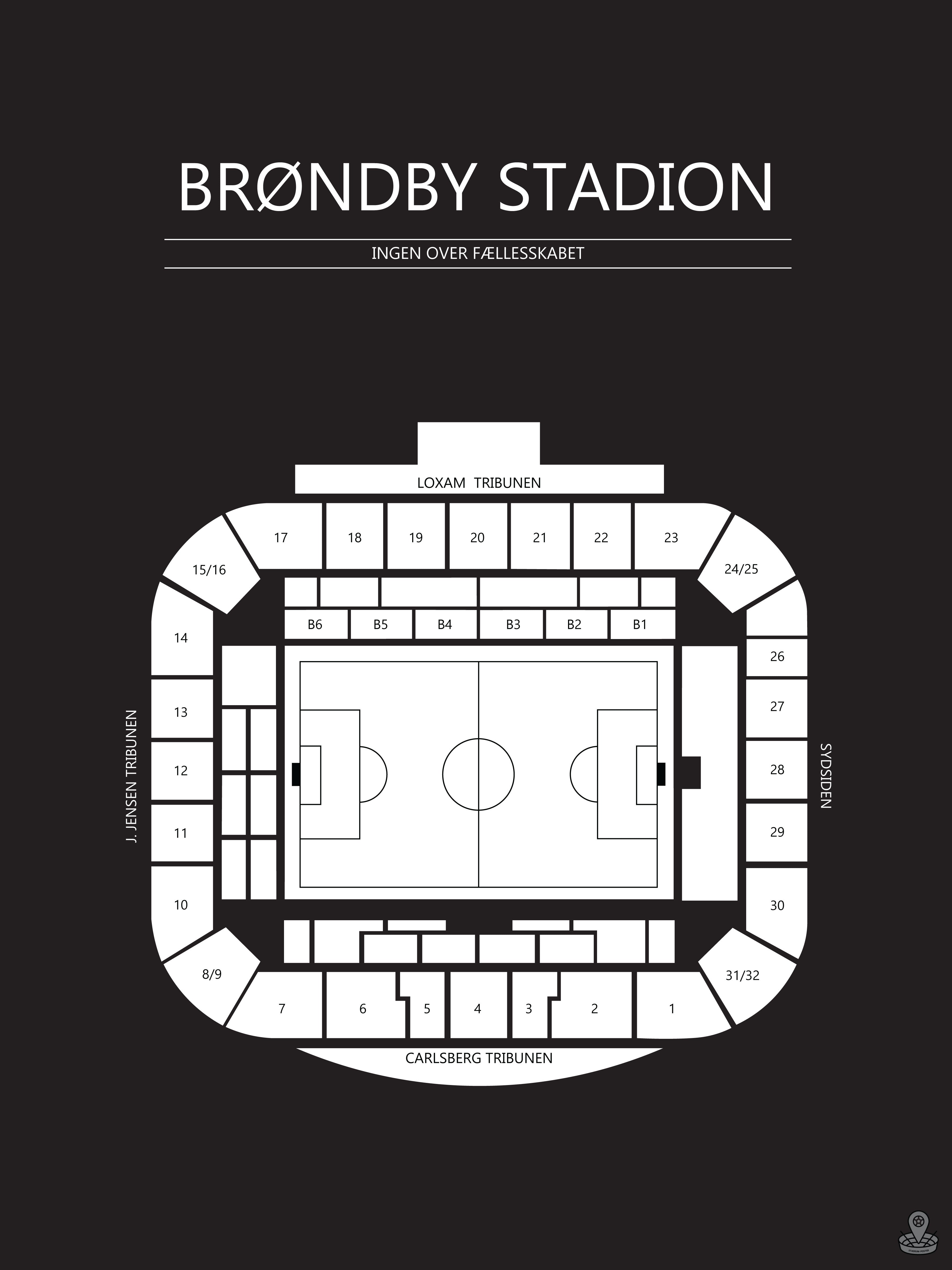 Fodbold plakat Brøndby stadion Sort