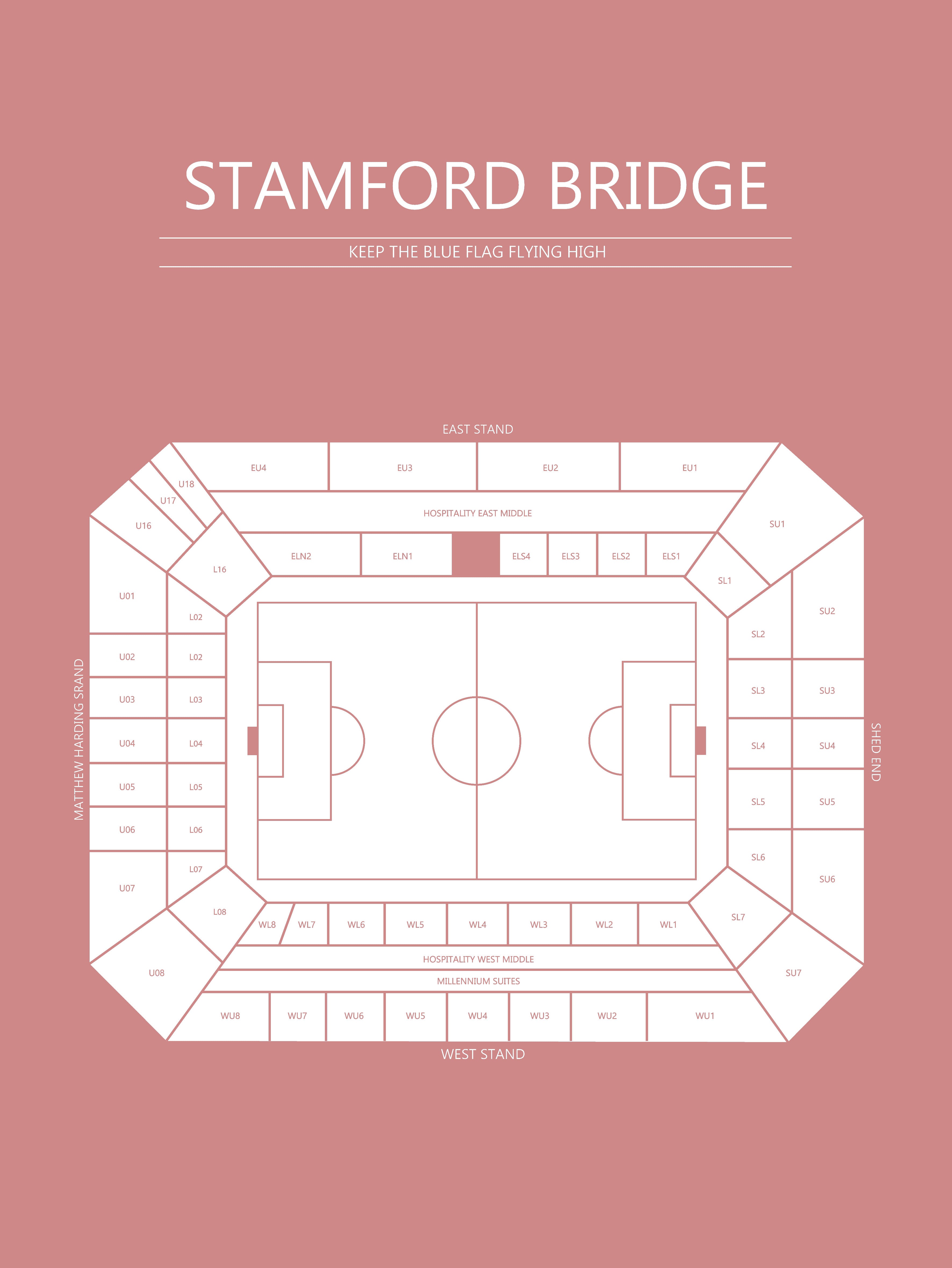 Fodbold plakat Chelsea Stamford Bridge Blush