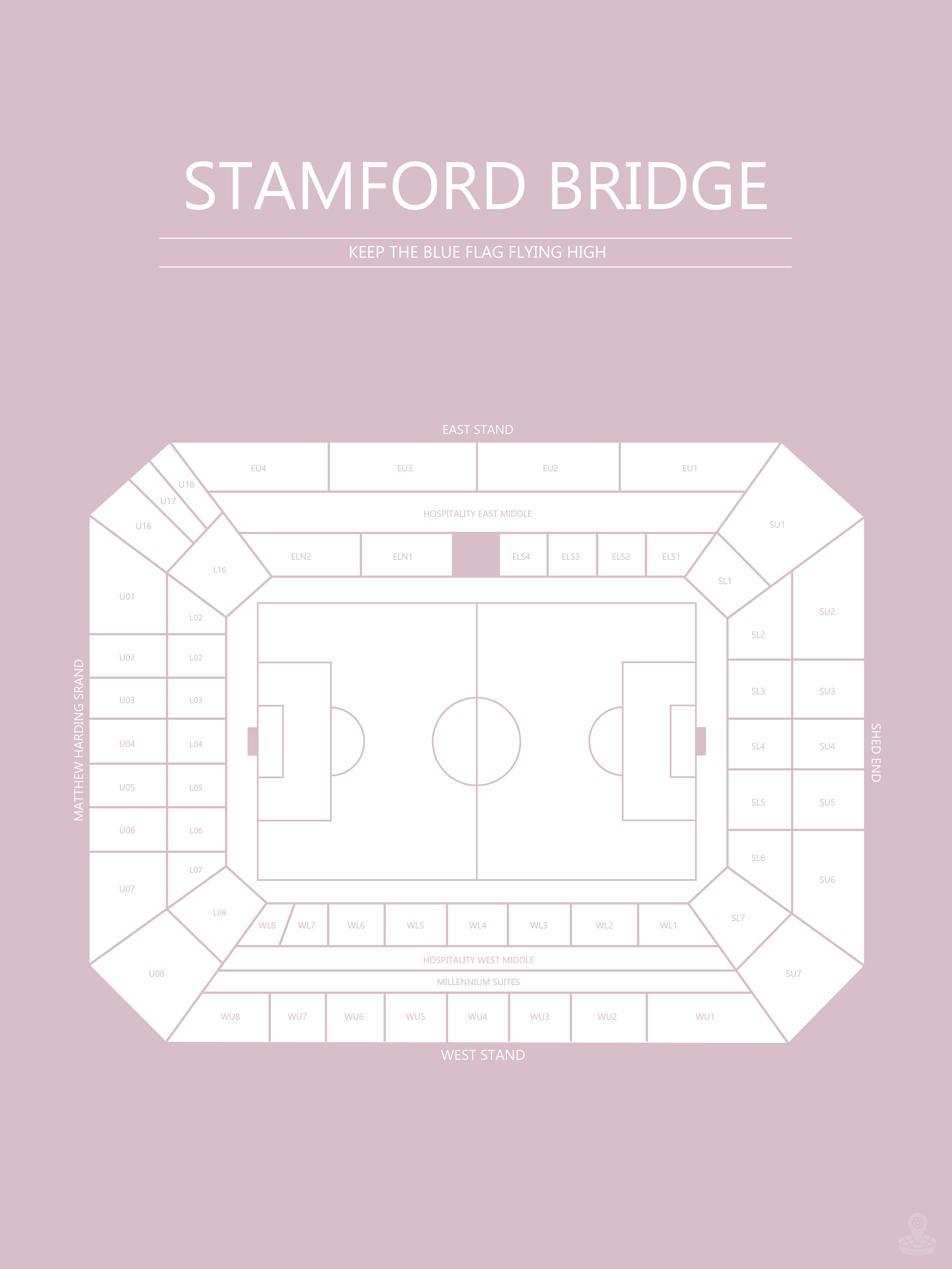 Fodbold plakat Chelsea Stamford Bridge lyserød
