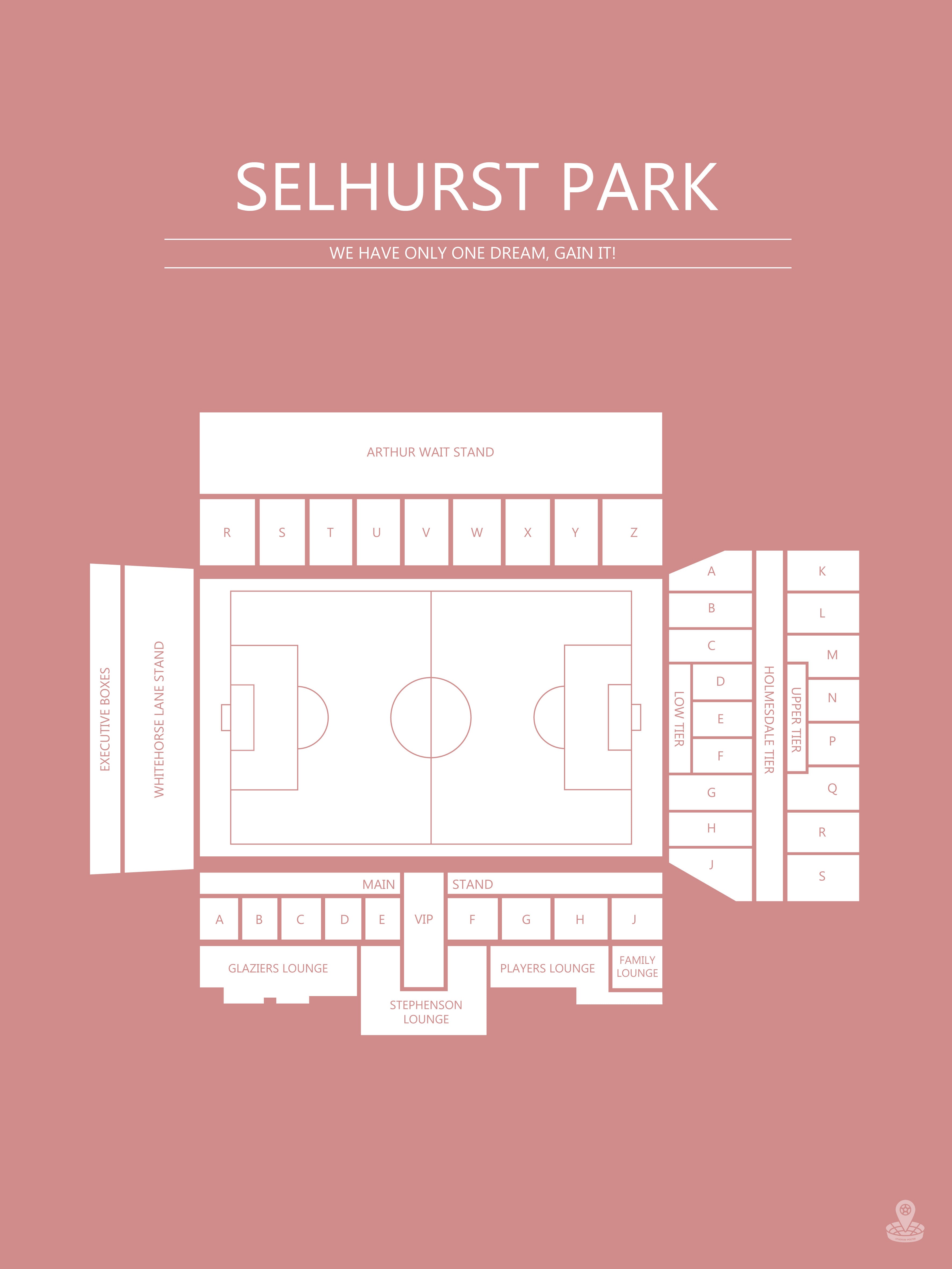 Fodbold plakat Crystal Palace Selhust Park Blush