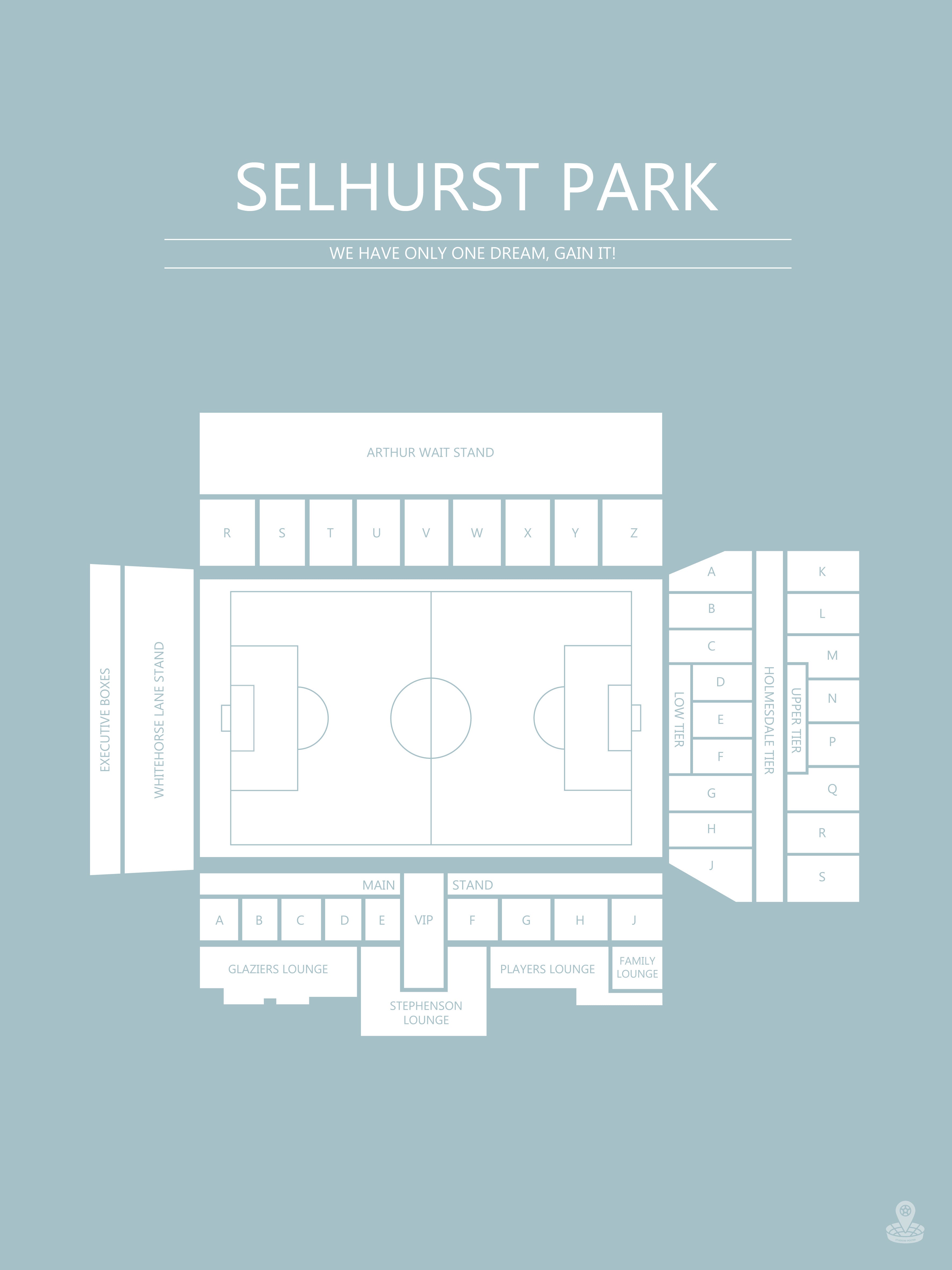 Fodbold plakat Crystal Palace Selhust Park lyseblå