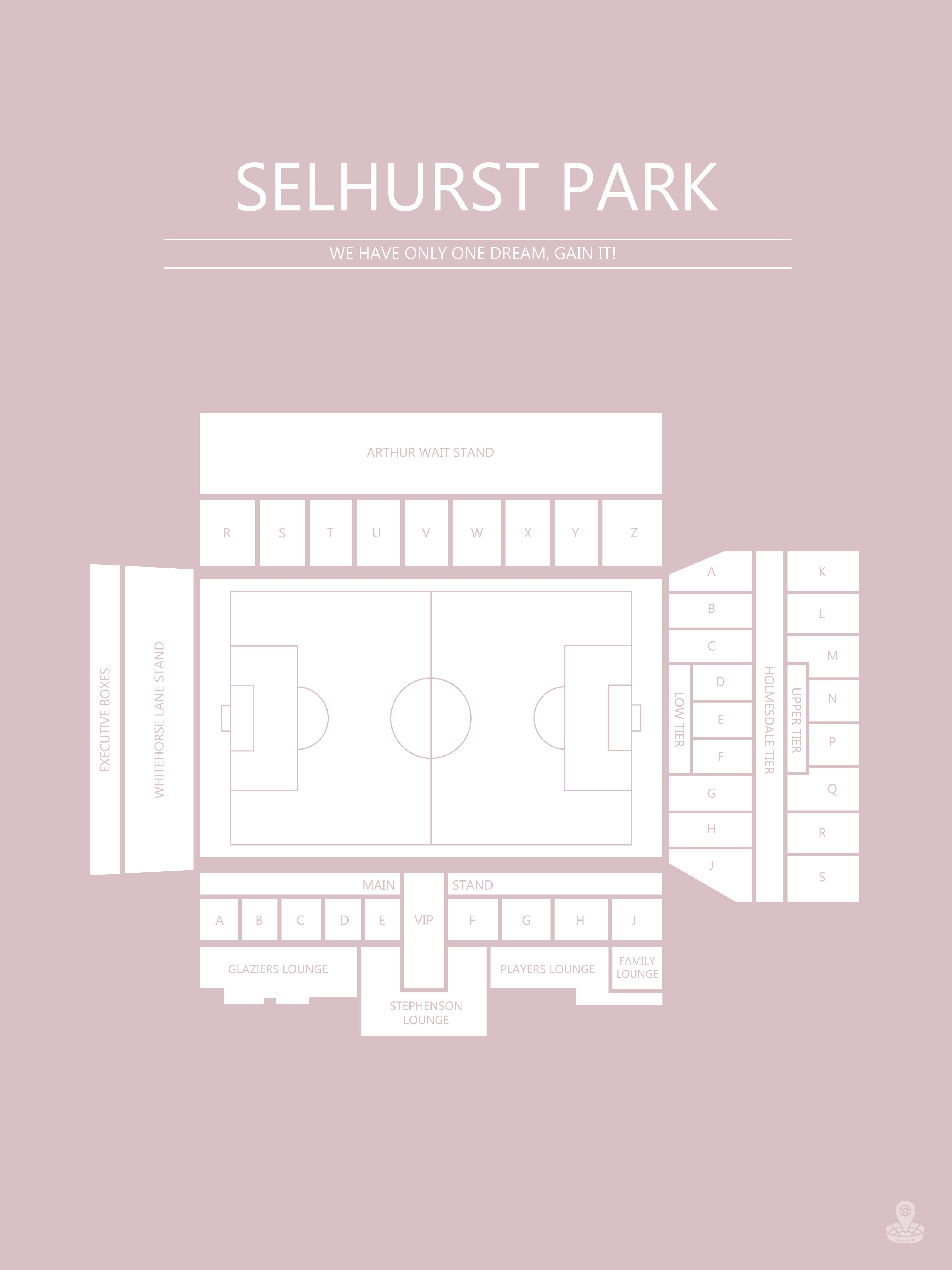 Fodbold plakat Crystal Palace Selhust Park lyserød