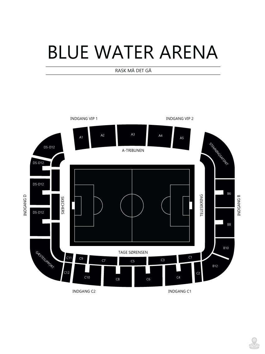 Fodbold plakat Esbjerg Blue Water Arena Hvid