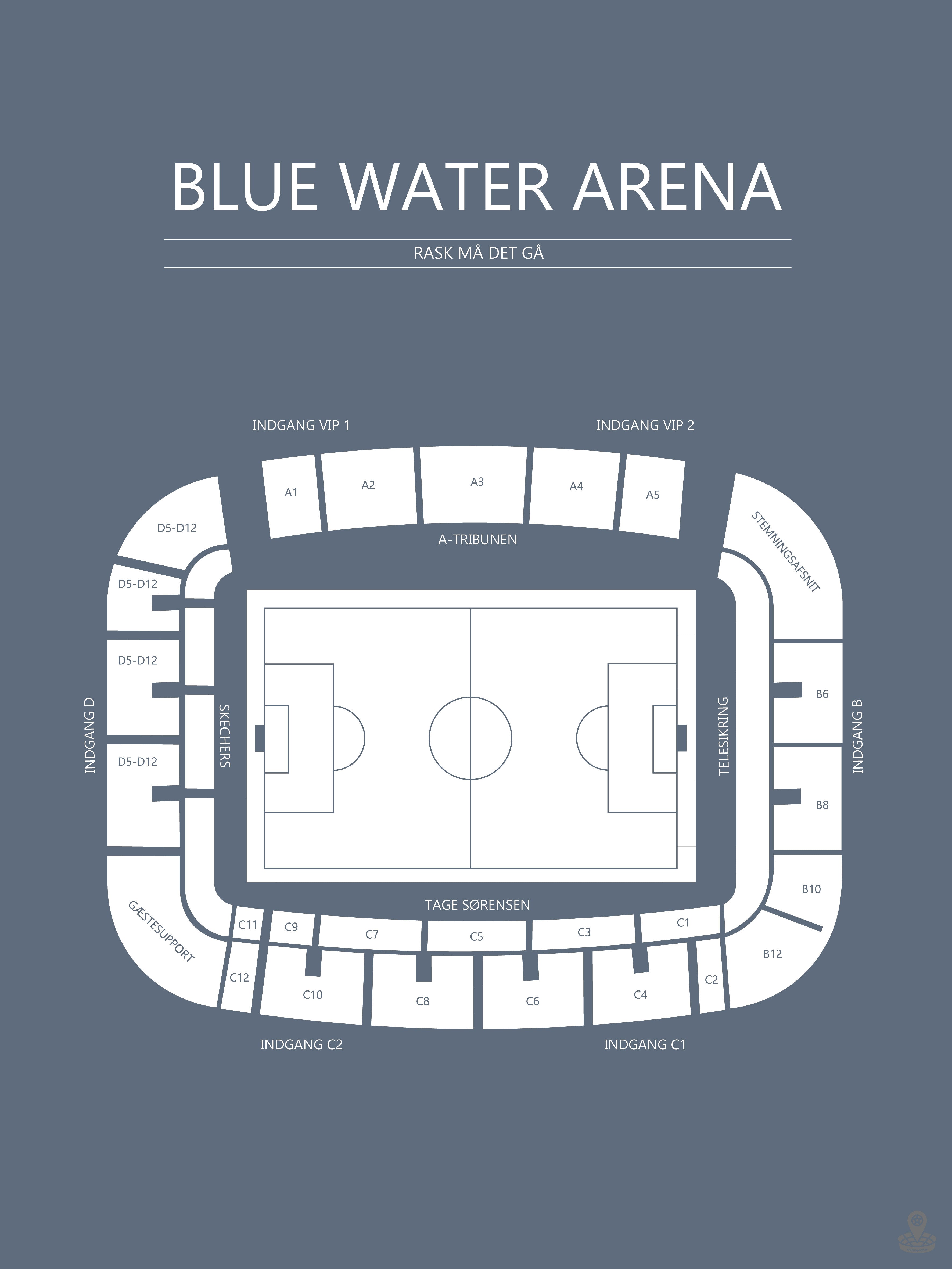 Fodbold plakat Esbjerg Blue Water Arena Gråblå