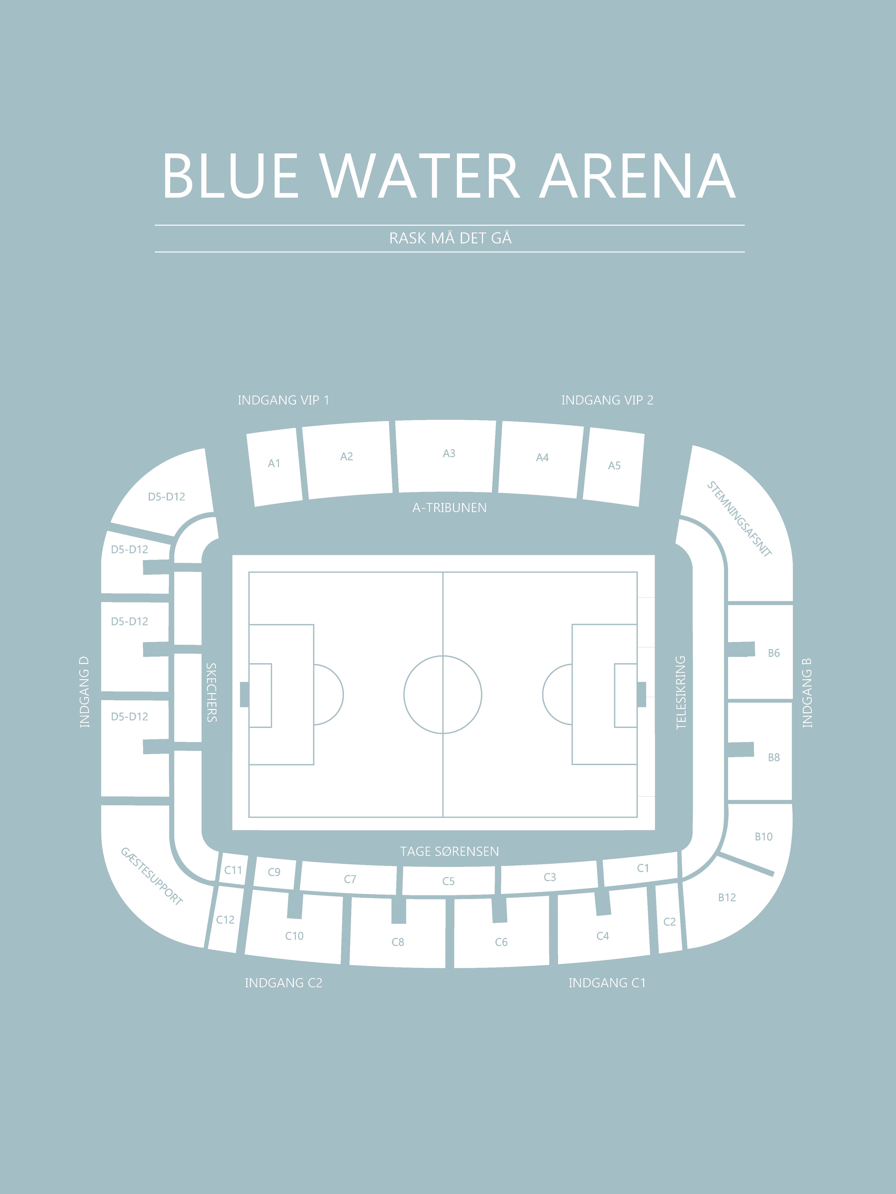 Fodbold plakat Esbjerg Blue Water Arena Lyseblå