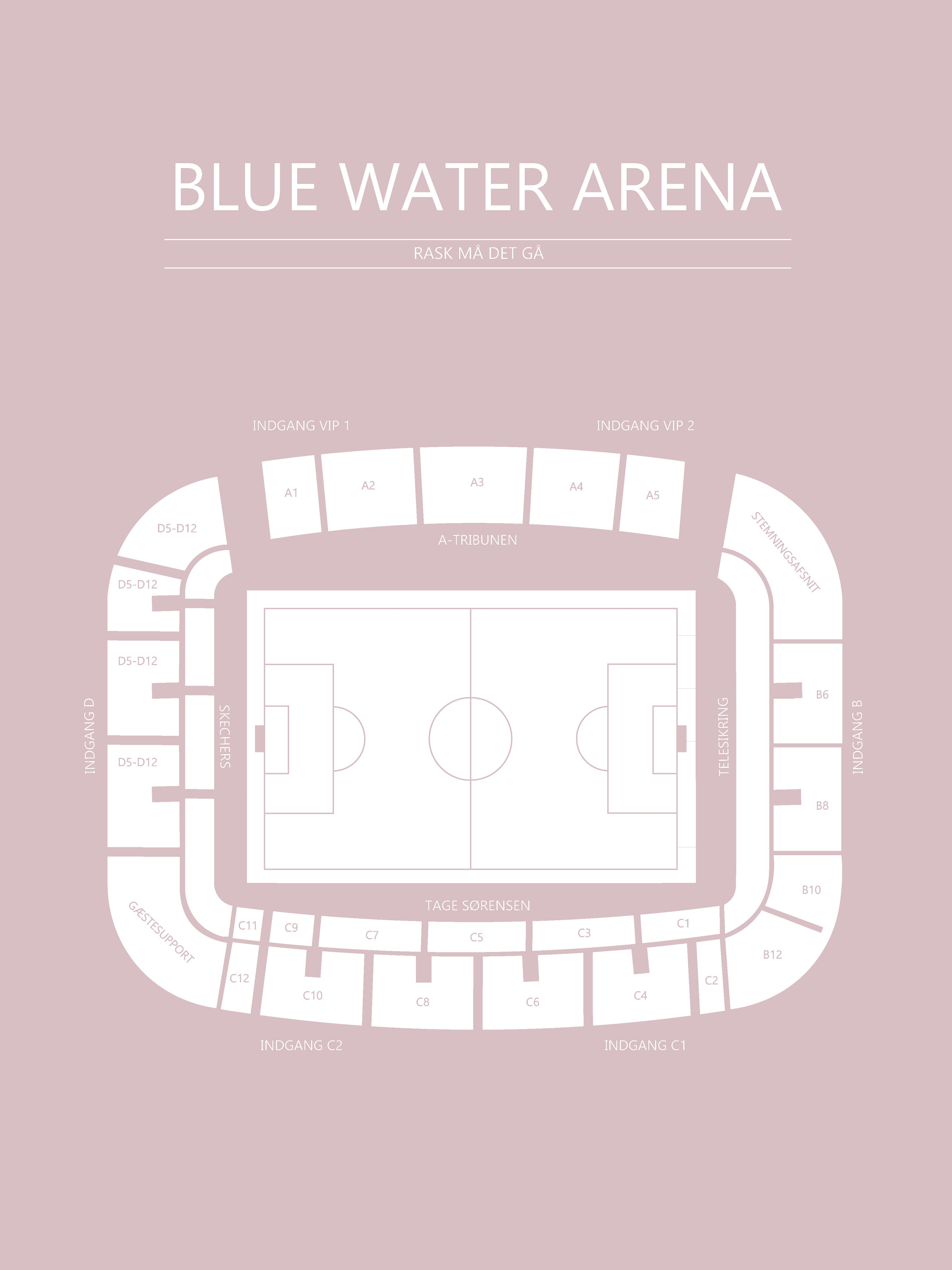 Fodbold plakat Esbjerg Blue Water Arena Lyserød