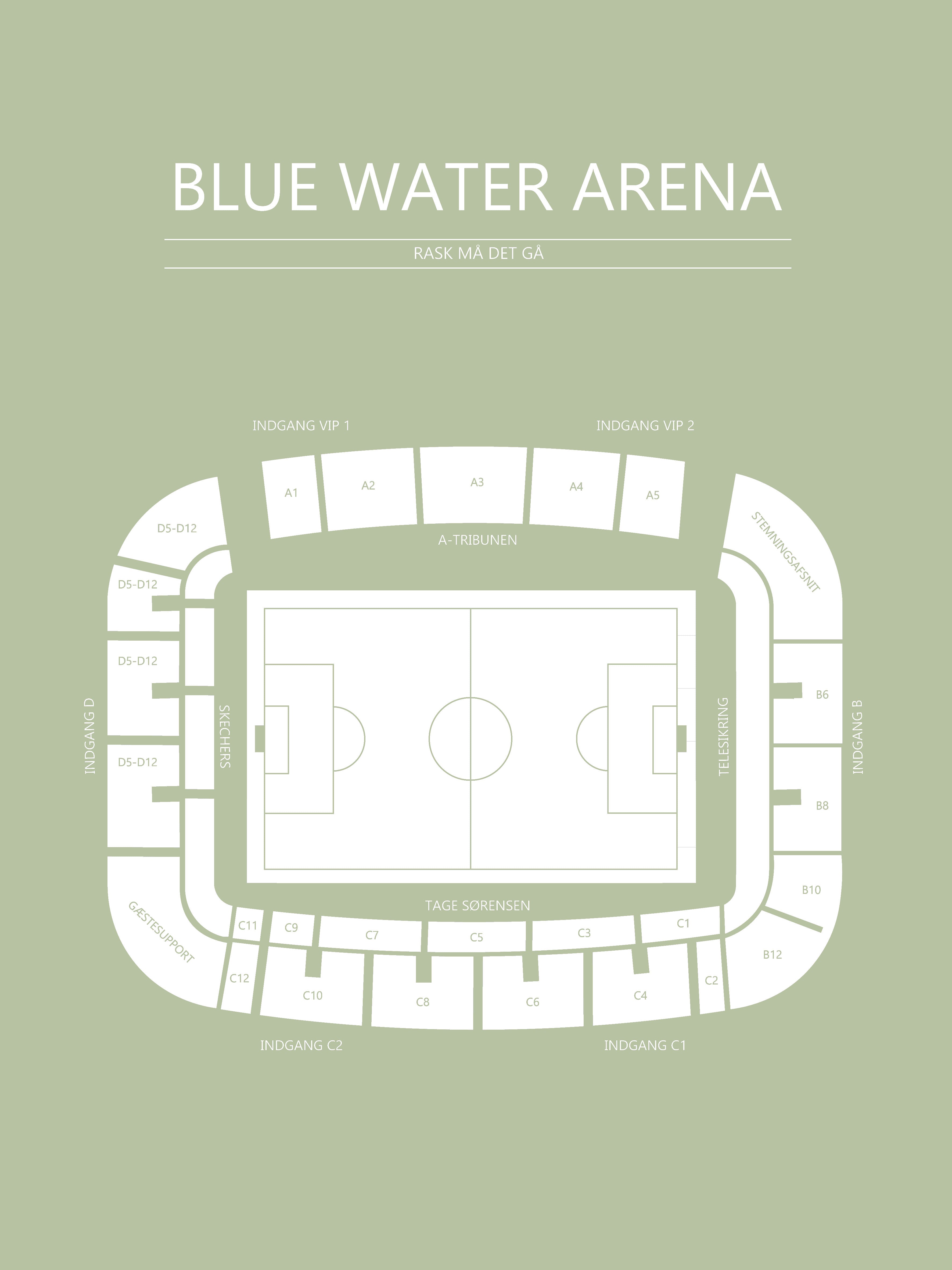 Fodbold plakat Esbjerg Blue Water Arena Lysegrøn