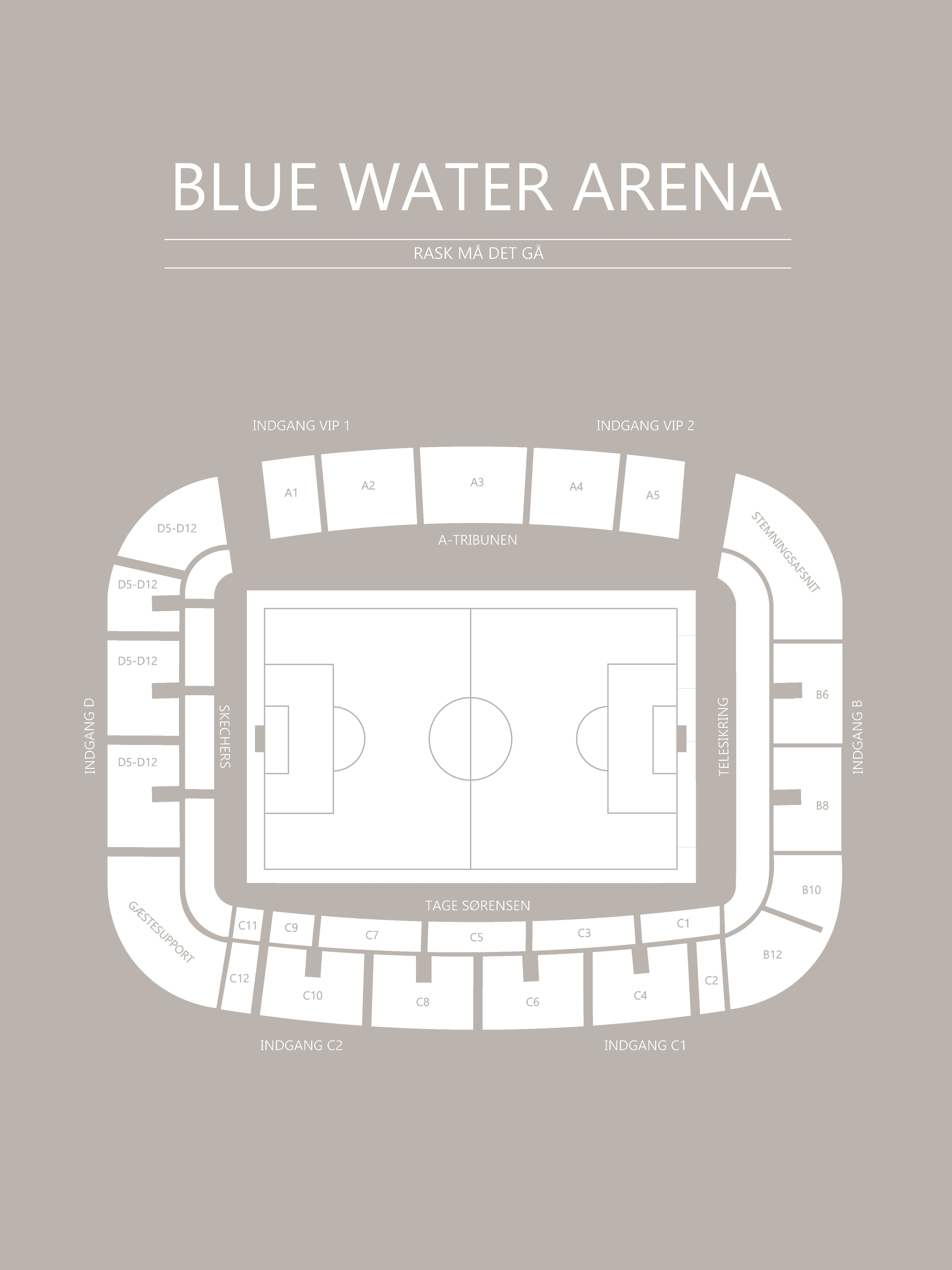 Fodbold plakat Esbjerg Blue Water Arena Grå