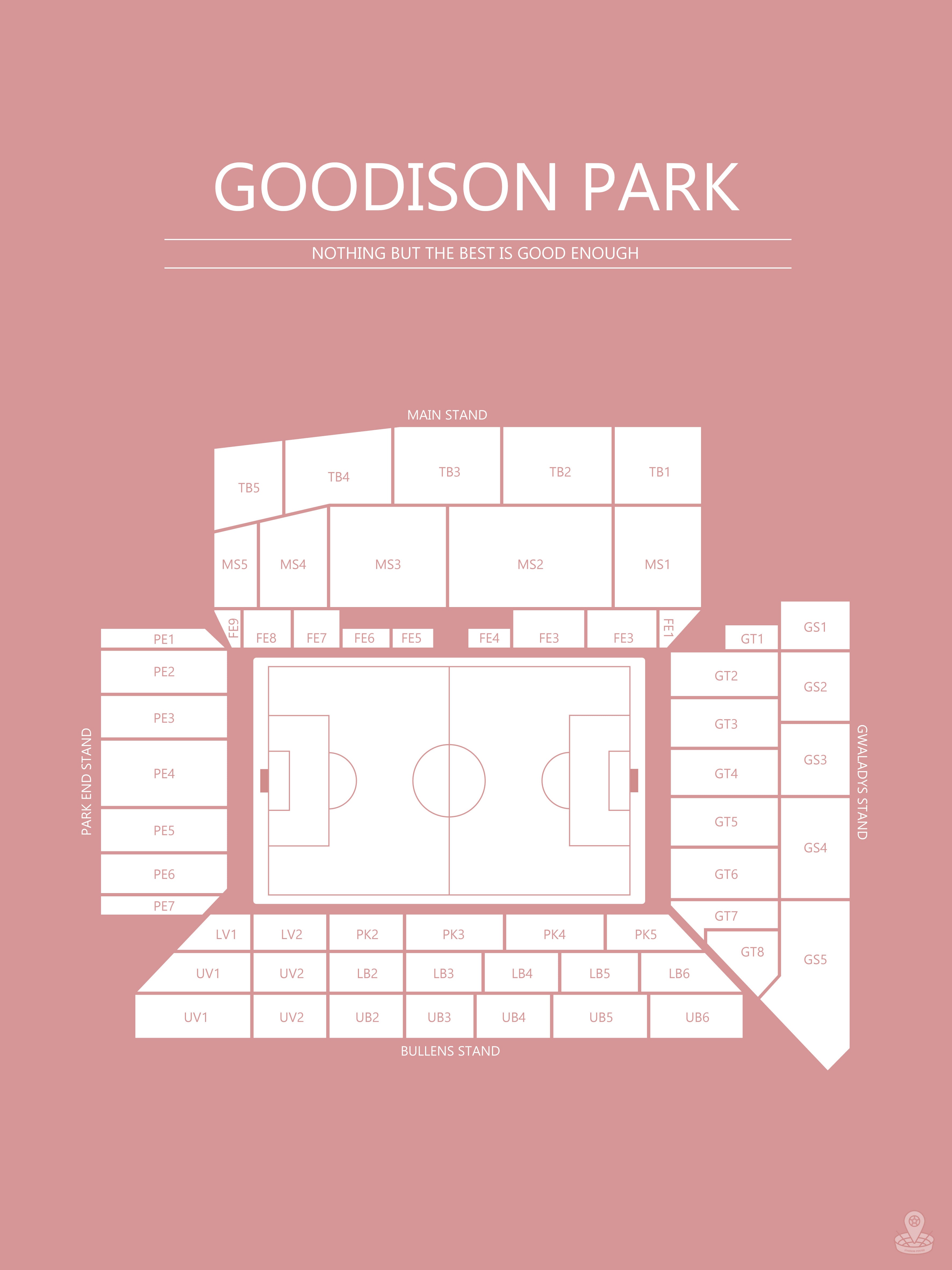 Fodbold plakat Everton Goodison Park Blush