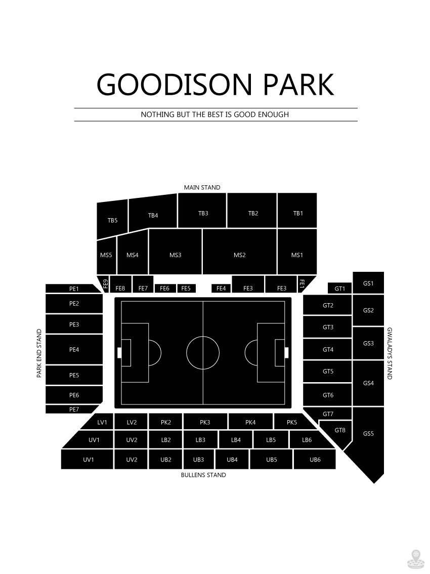 Fodbold plakat Everton Goodison Park hvid