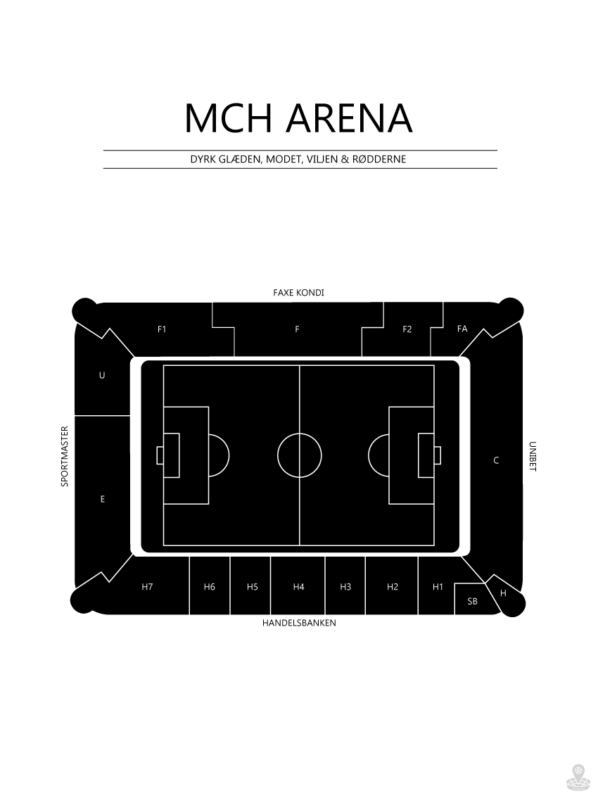 Fodbold Plakat FC Midtjylland MCH Arena Hvid