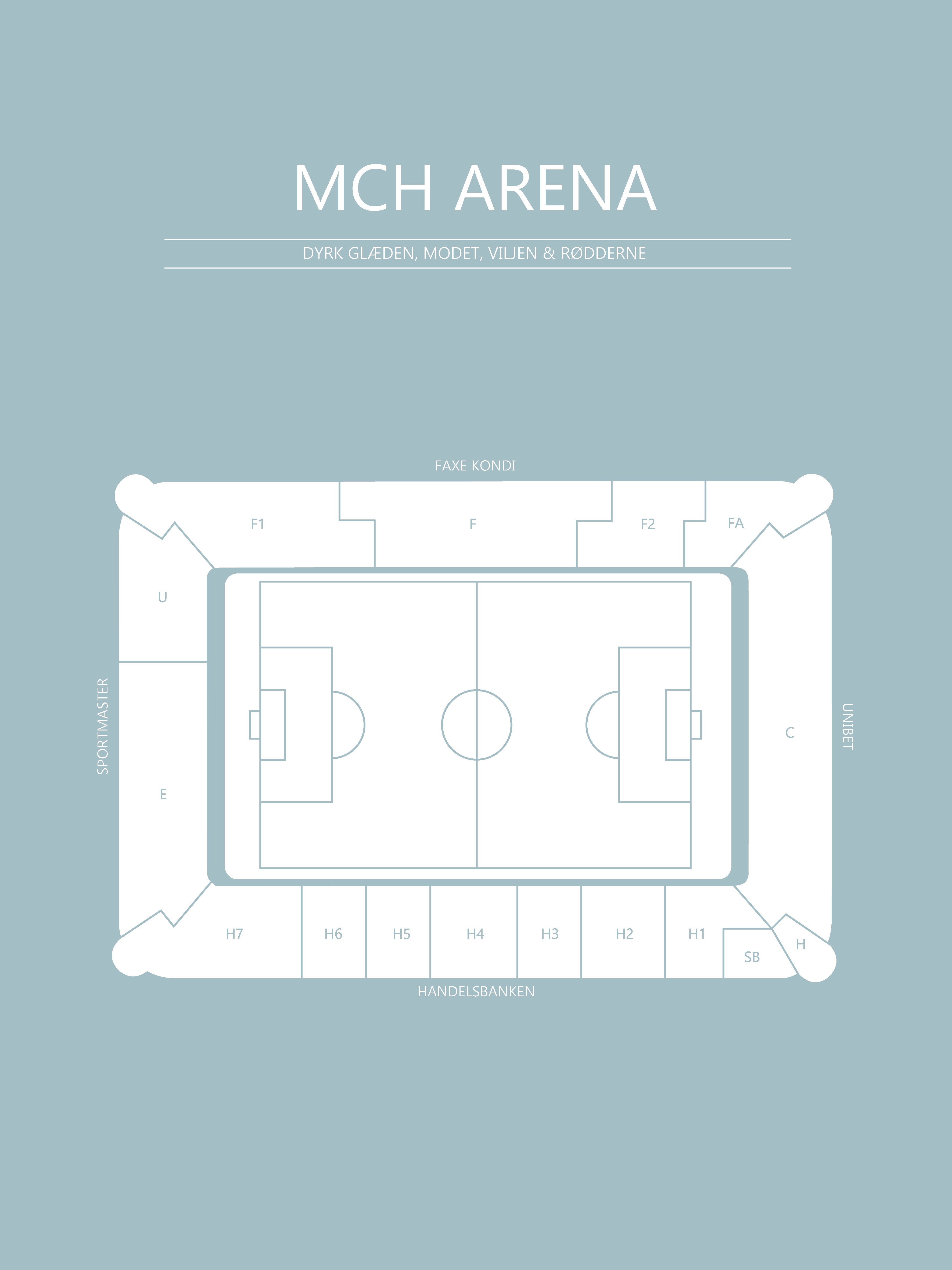 Fodbold Plakat FC Midtjylland MCH Arena Lyseblå