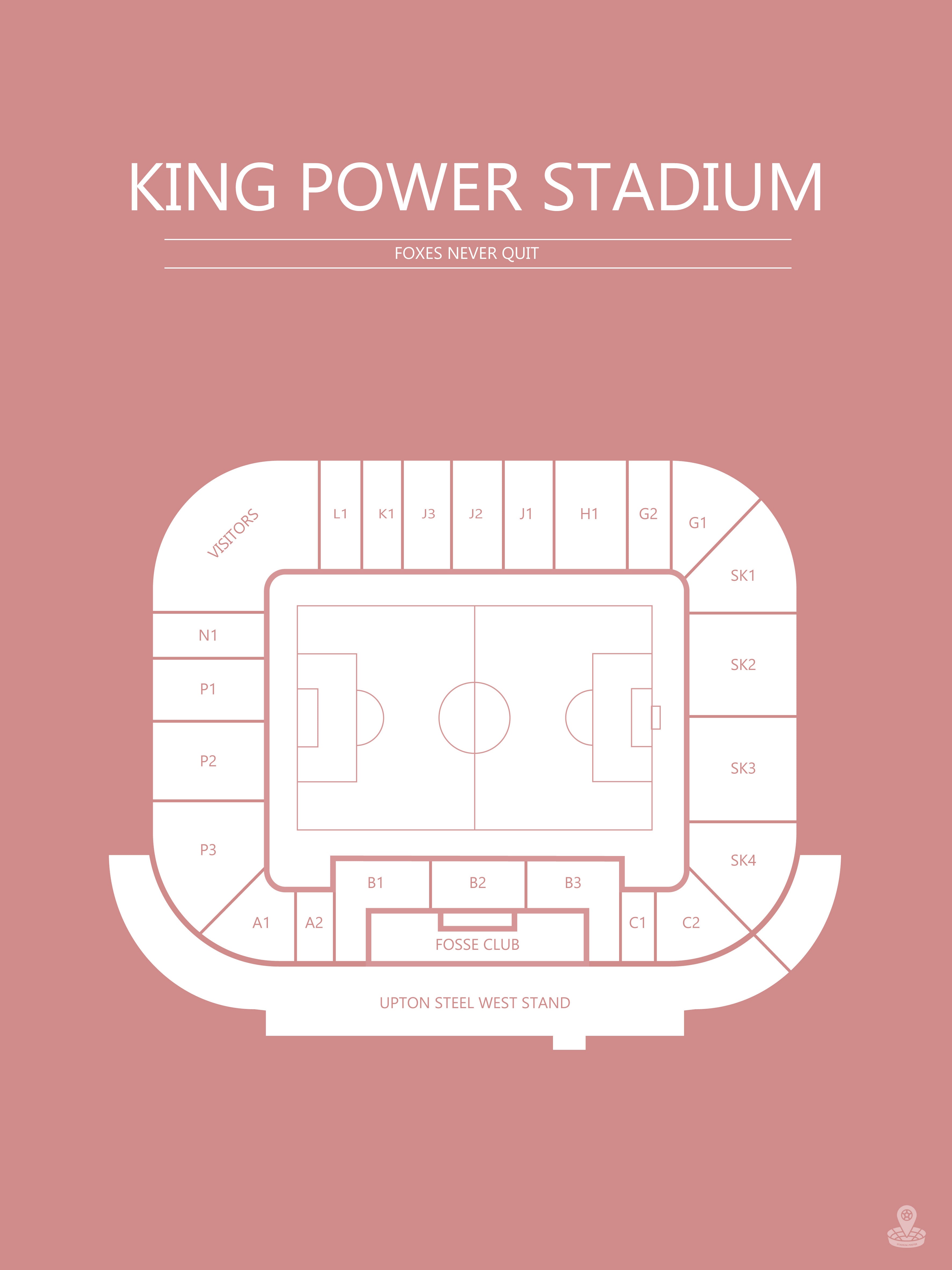 Fodbold plakat Leicester King Power Stadium Blush