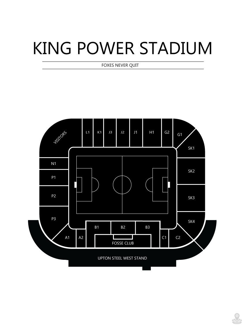Fodbold plakat Leicester King Power Stadium Hvid