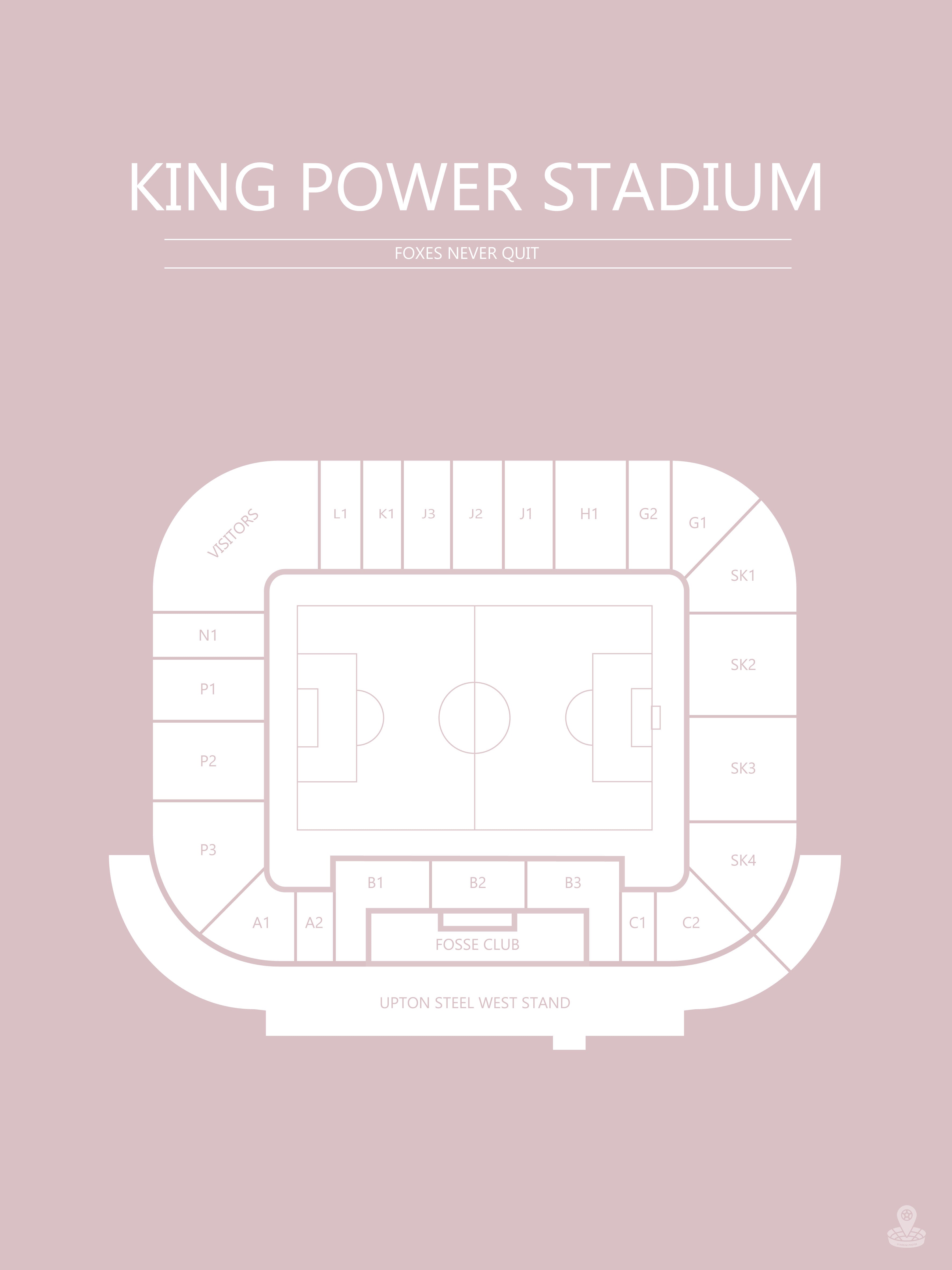 Fodbold plakat Leicester King Power Stadium Lyserød