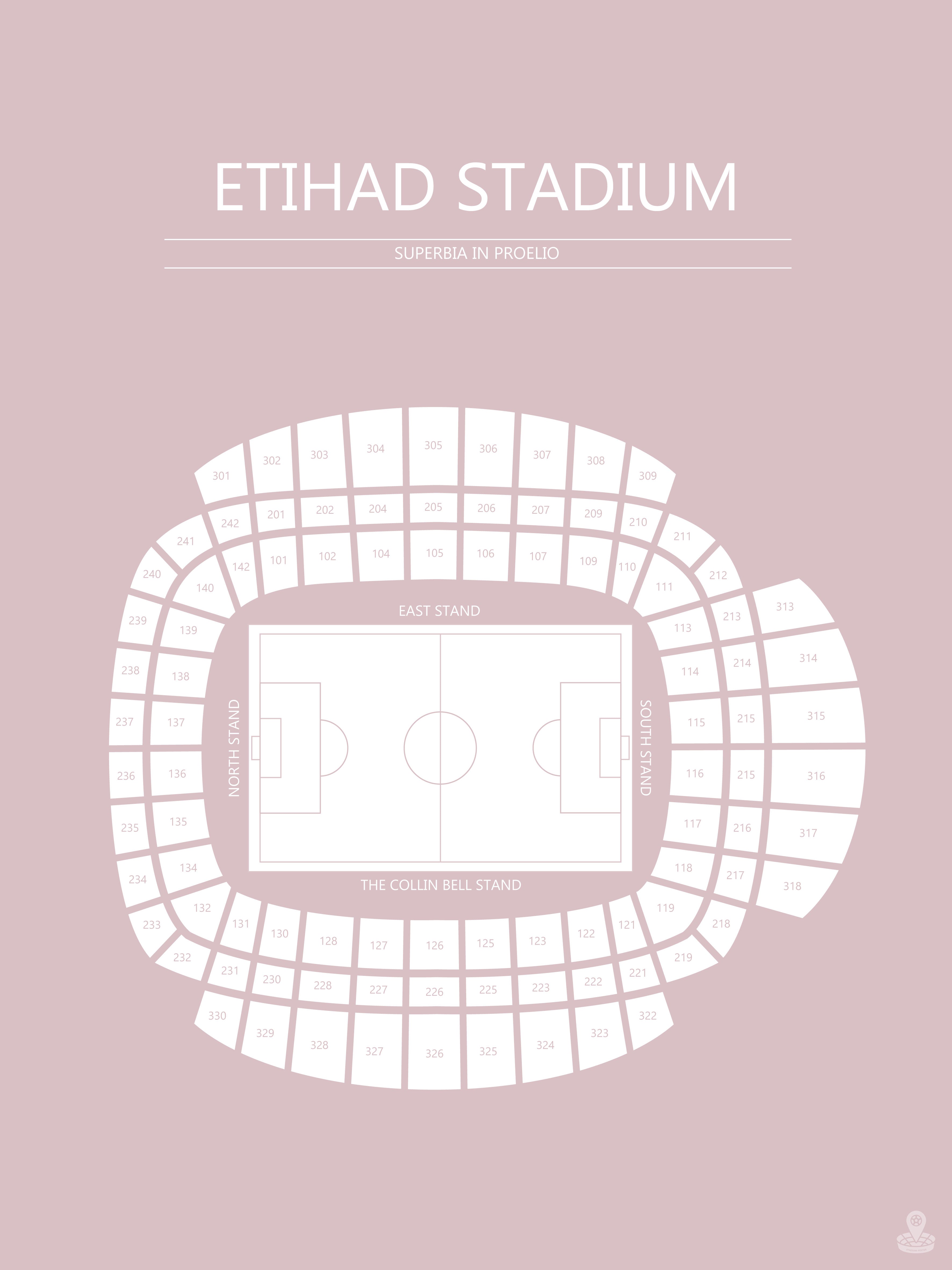 Fodbold plakat Manchester City Etihad Stadium lyserød