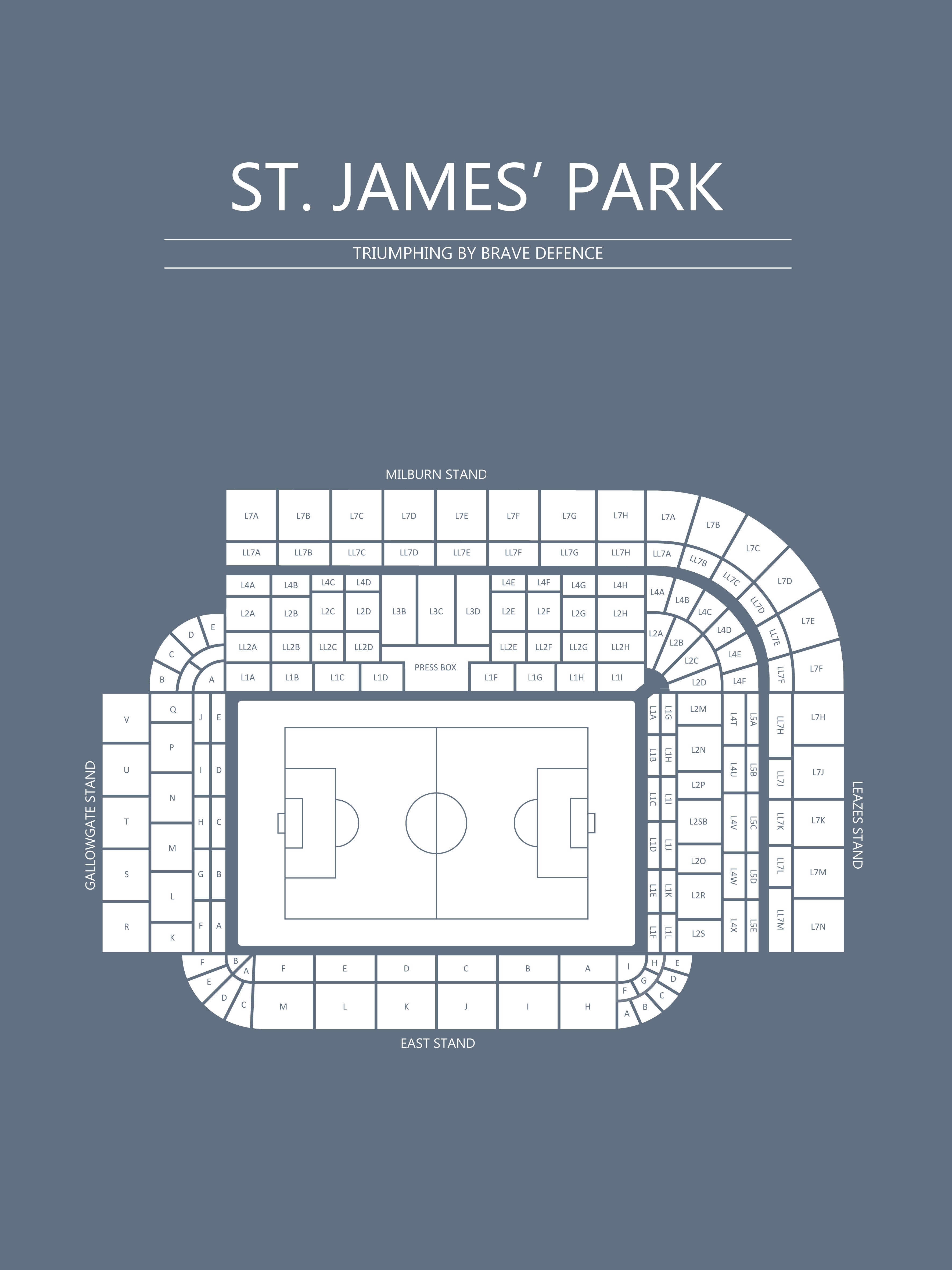 Fodbold plakat Newcastle St. James park blågrå