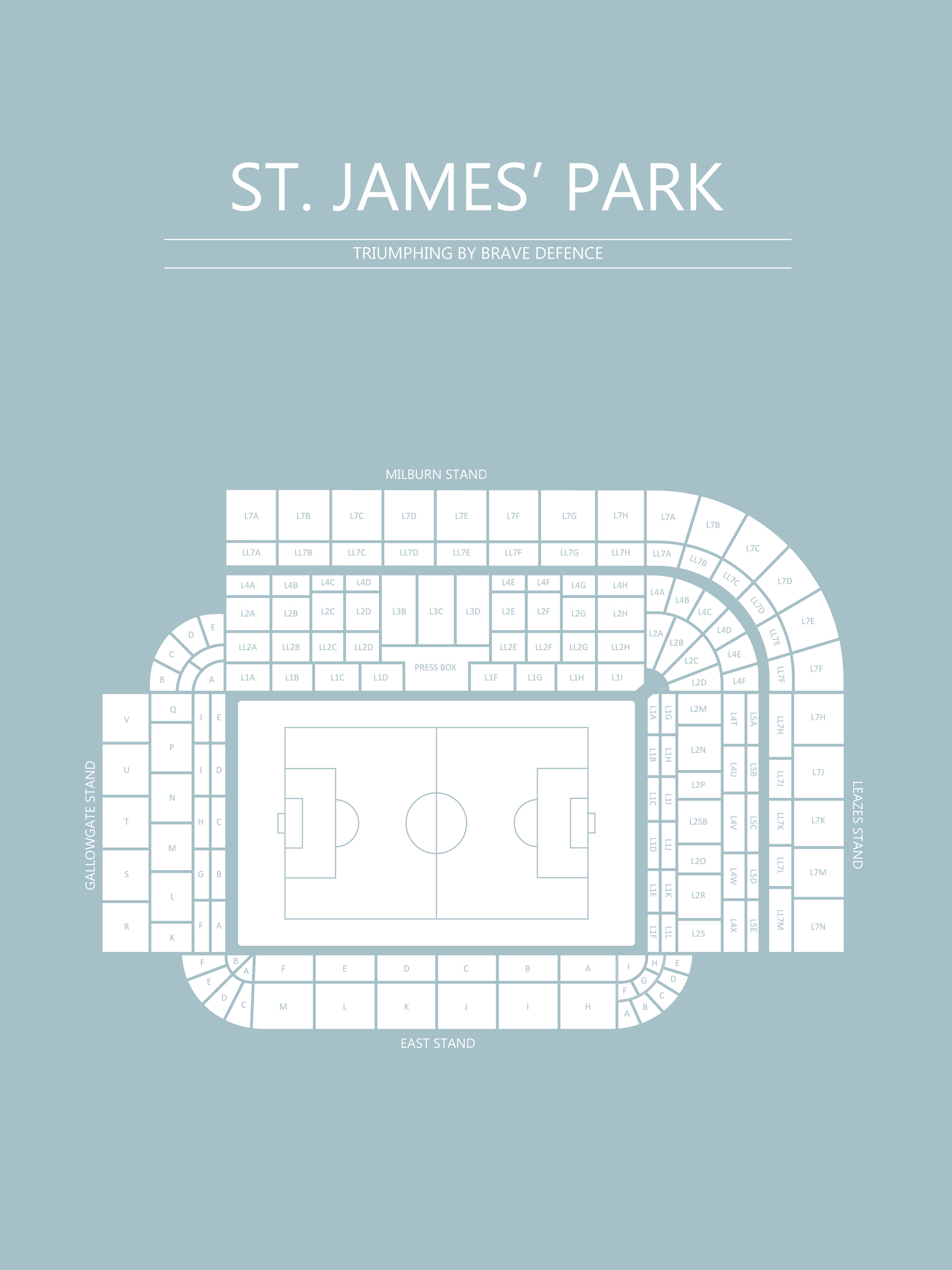 Fodbold plakat Newcastle St. James park lyseblå