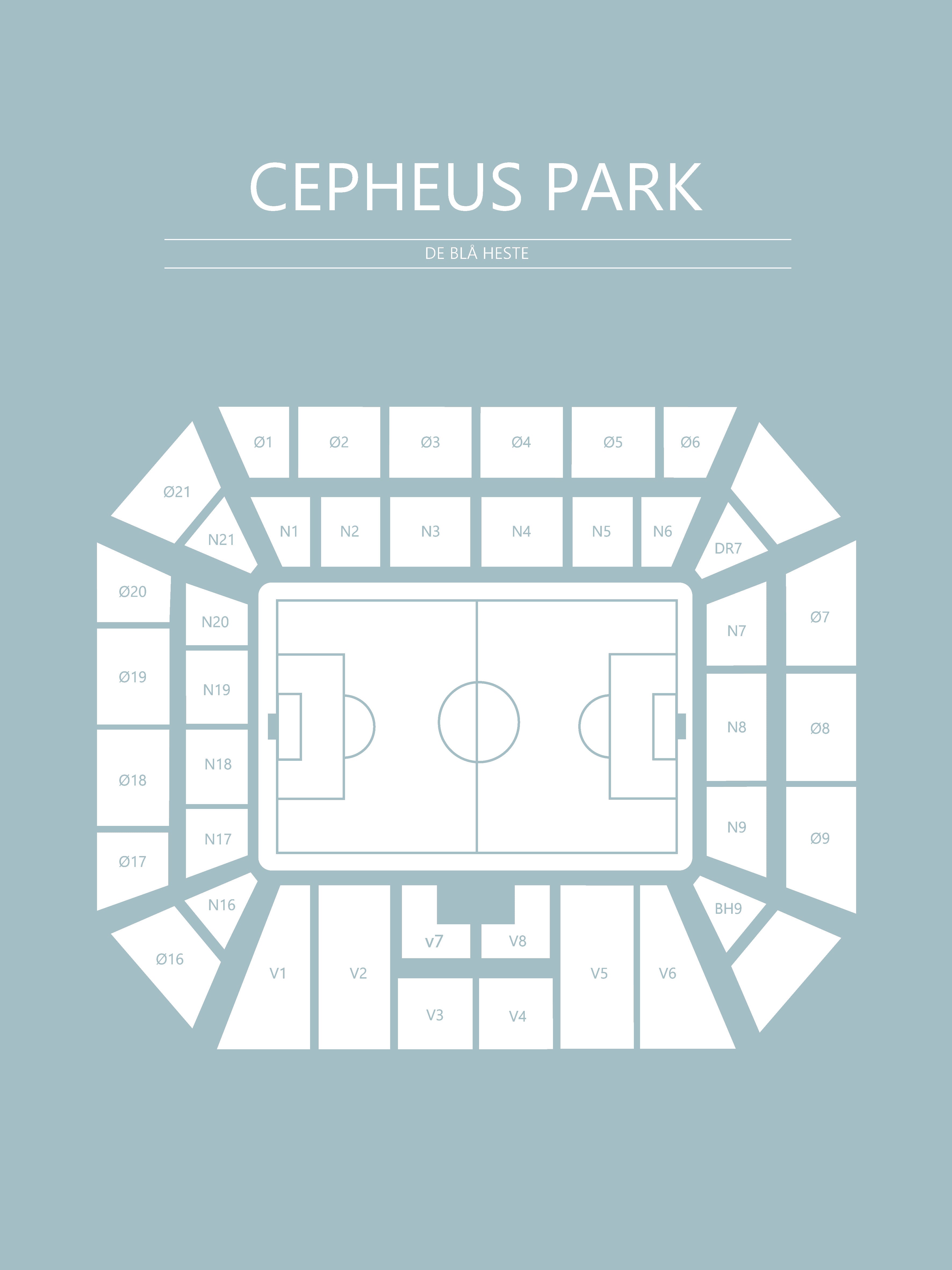 Fodbold plakat Randers Cepheus Park Lyseblå