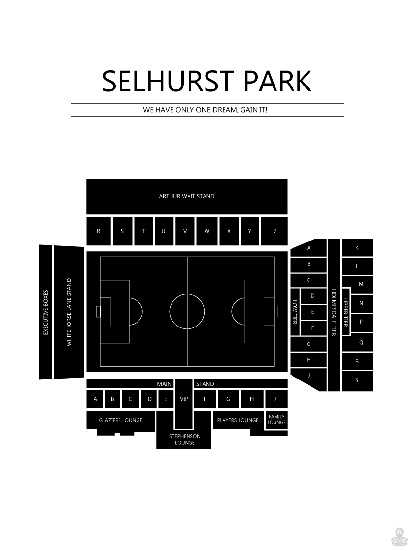 Fodbold plakat Crystal Palace Selhust Park Hvid