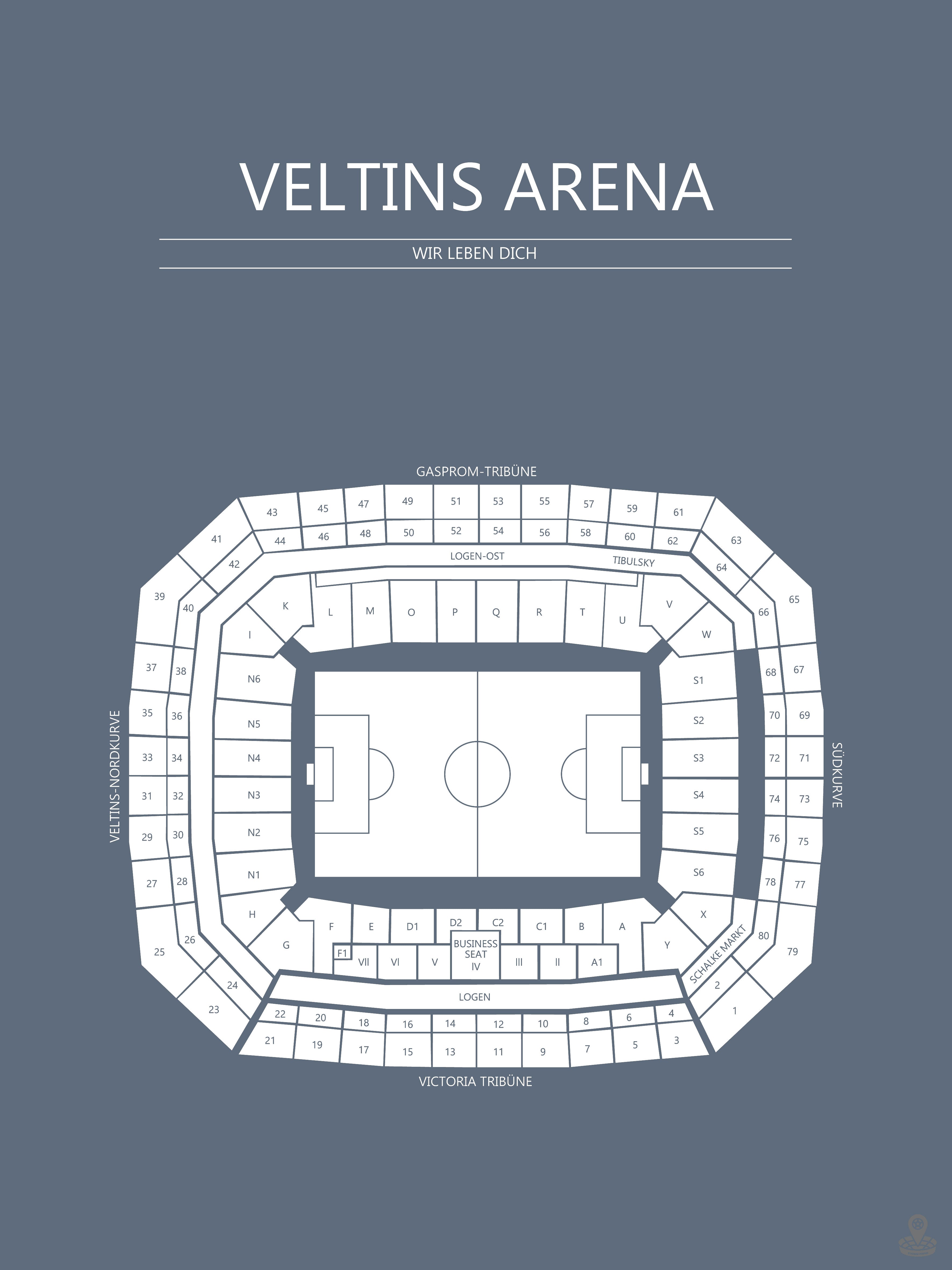 Fodbold plakat Schalke 04 Valtins Arena Gråblå