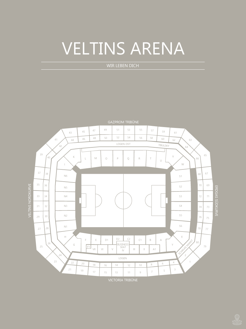 Fodbold plakat Schalke 04 Valtins Arena grå