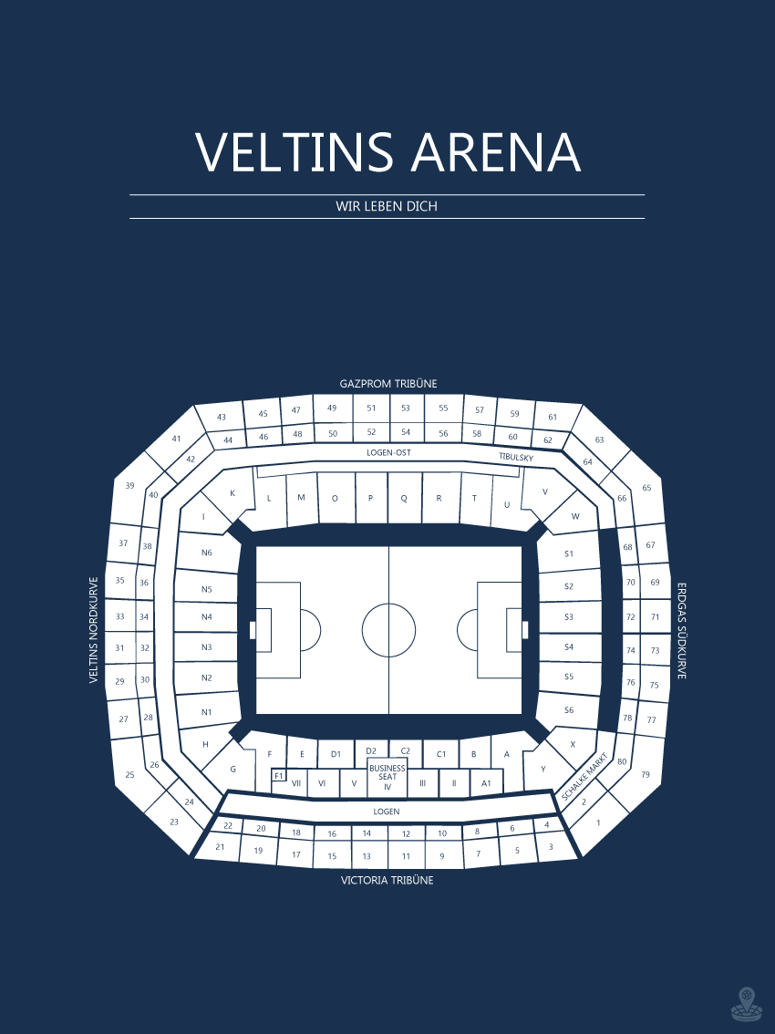 Fodbold plakat Schalke 04 Valtins Arena Mørkeblå