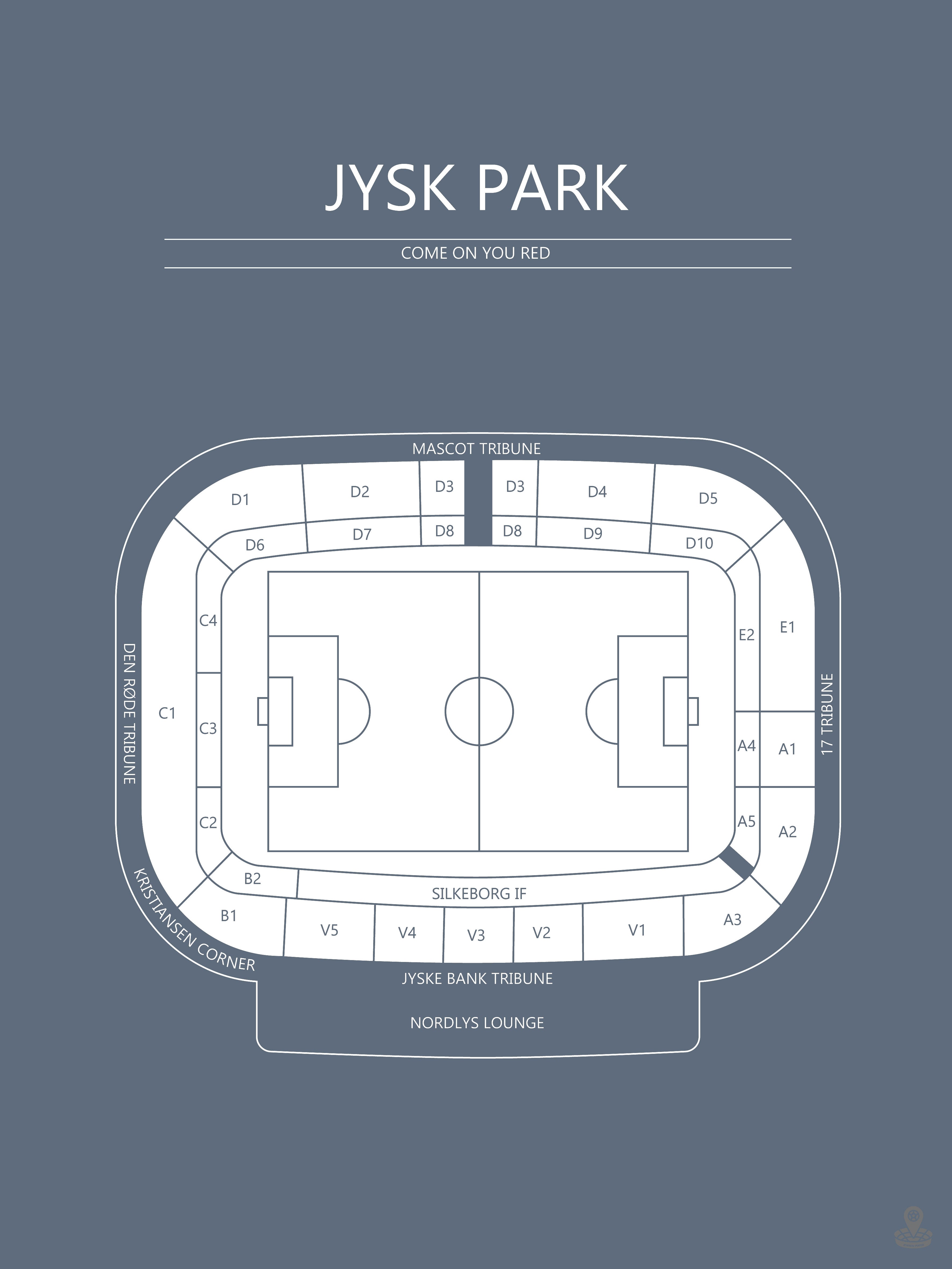 Fodbold plakat Silkeborg Jysk Park Blågrå