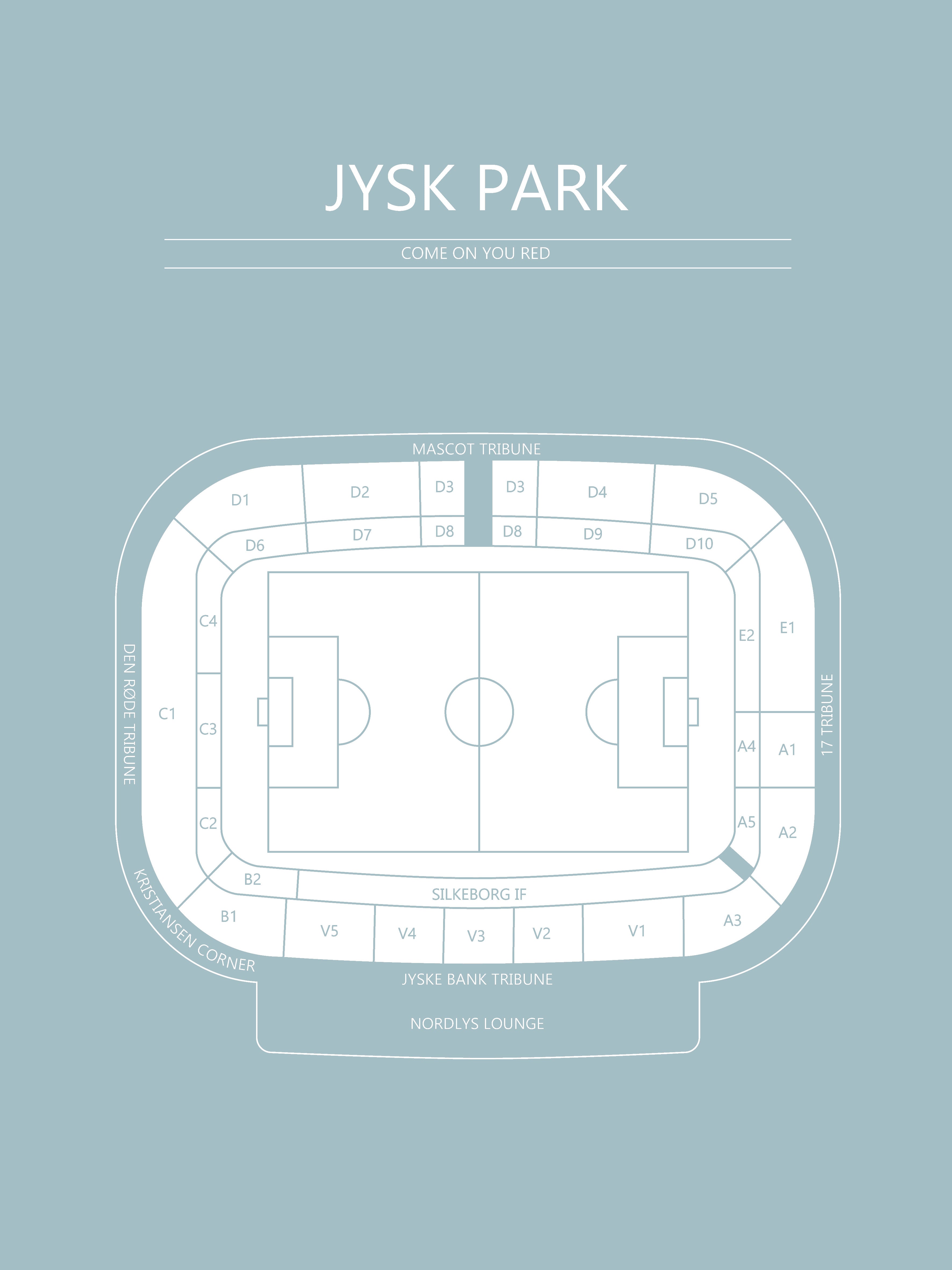 Fodbold plakat Silkeborg Jysk Park Lyseblå