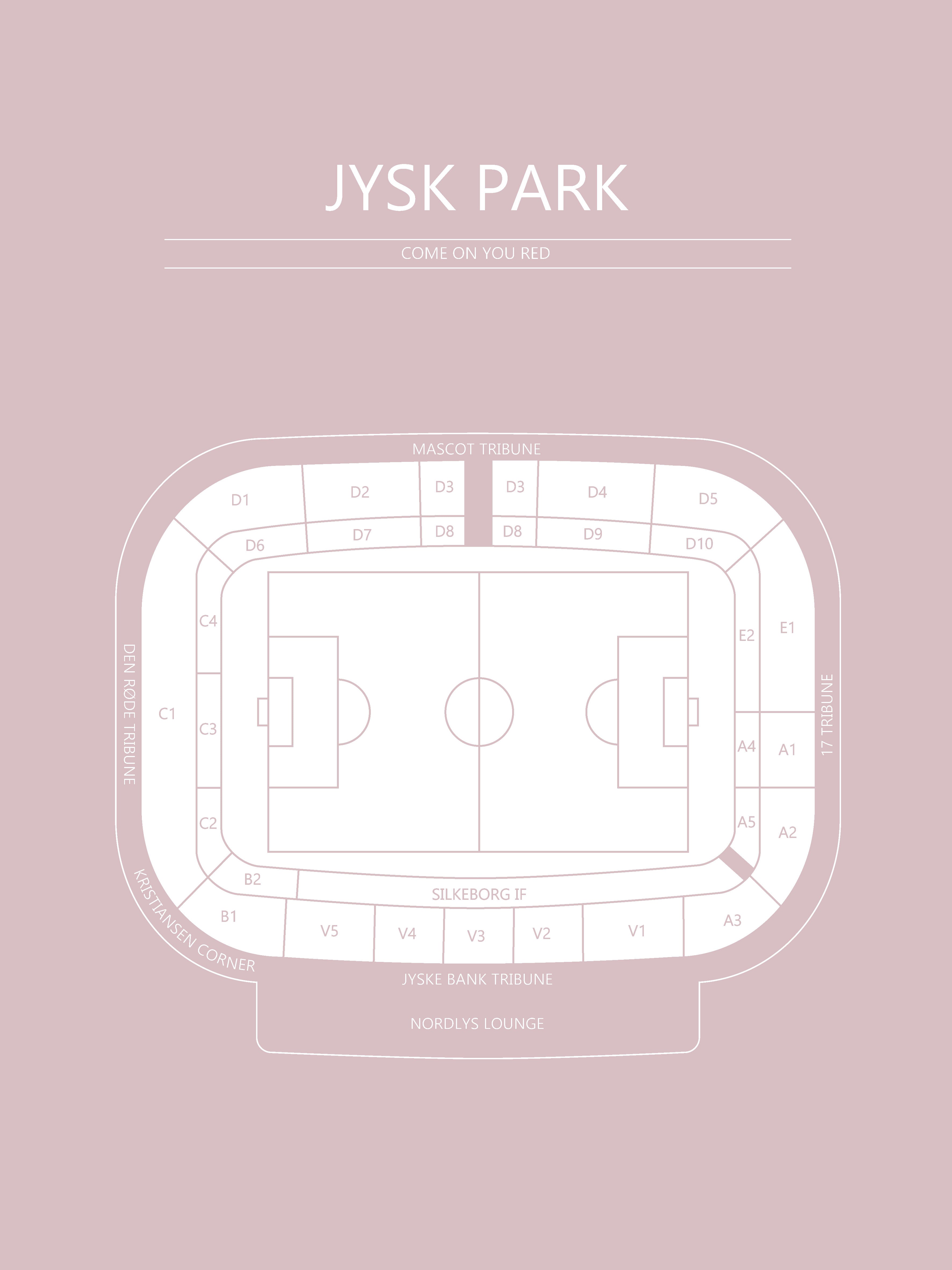 Fodbold plakat Silkeborg Jysk Park Lyserød