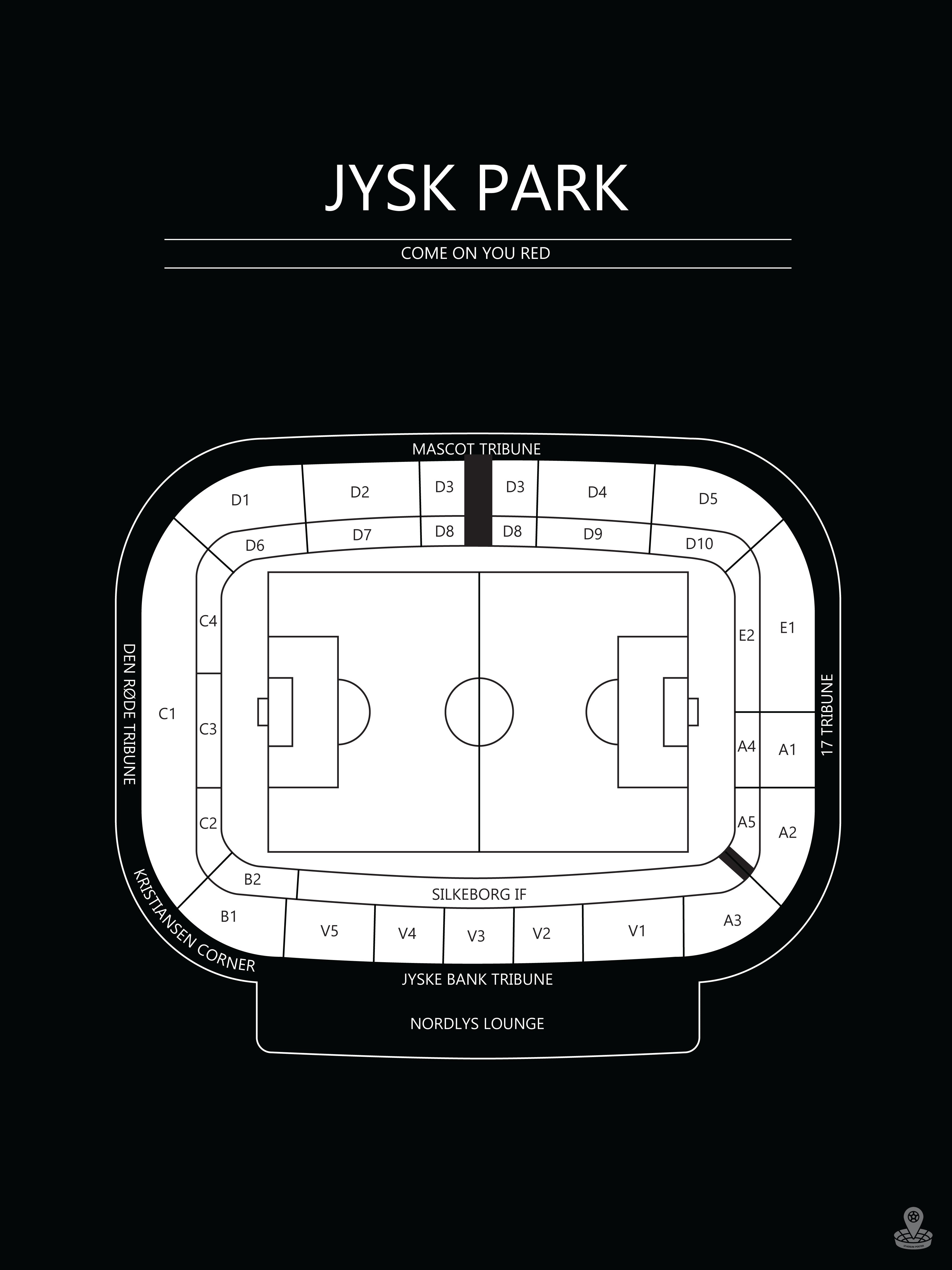 Fodbold plakat Silkeborg Jysk Park Sort