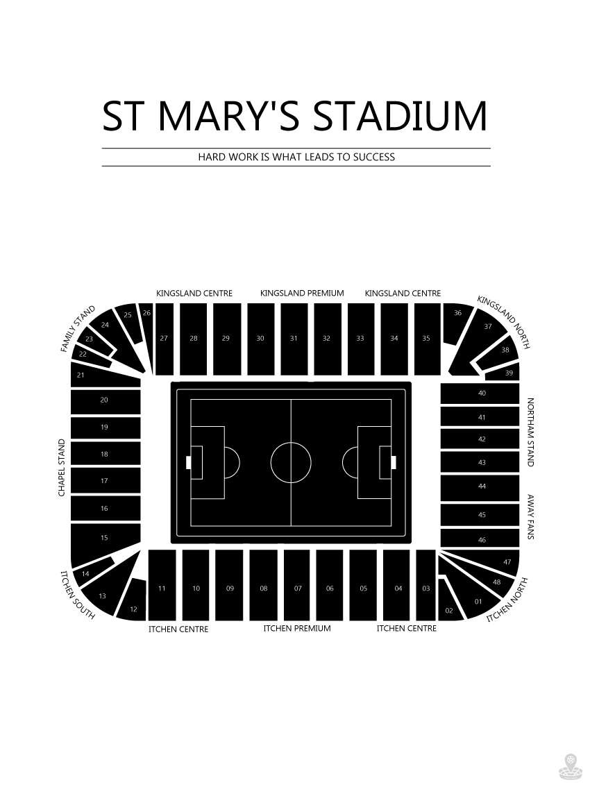 Fodbold plakat Southampton fc St. Mary's stadium hvid