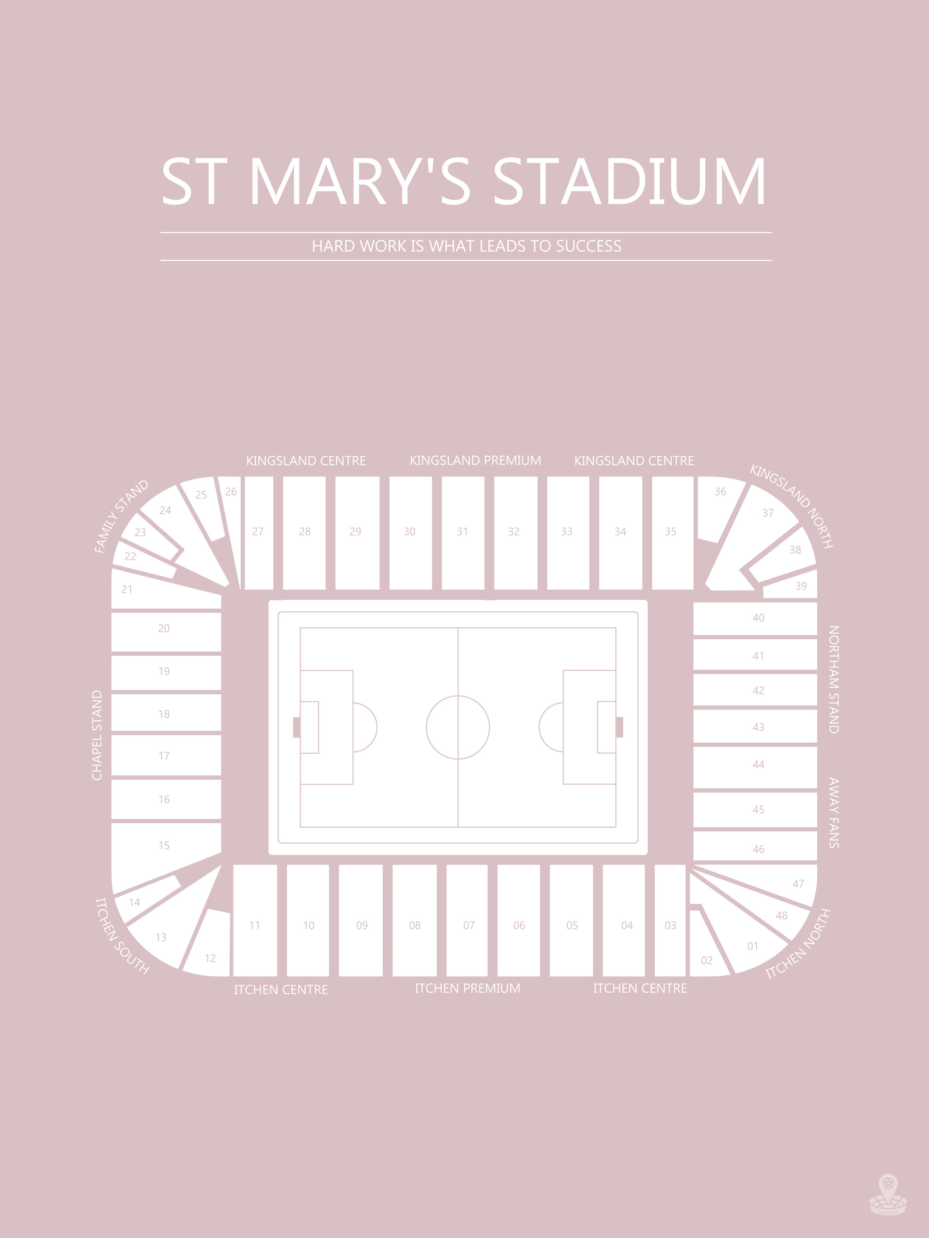 Fodbold plakat Southampton fc St. Mary's stadium lyserød