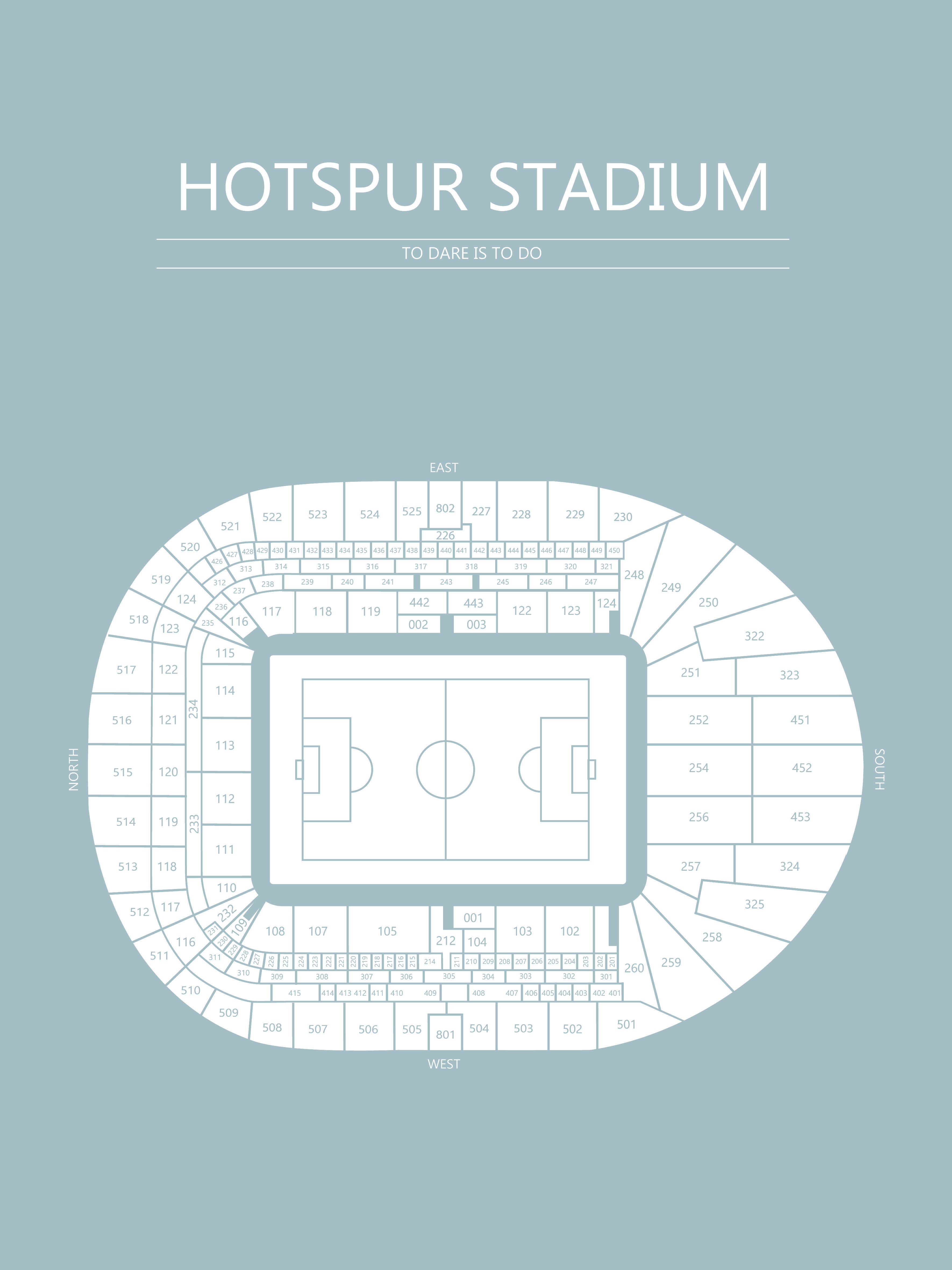 Fodbold plakat Tottenham Hotspur Stadium lyseblå