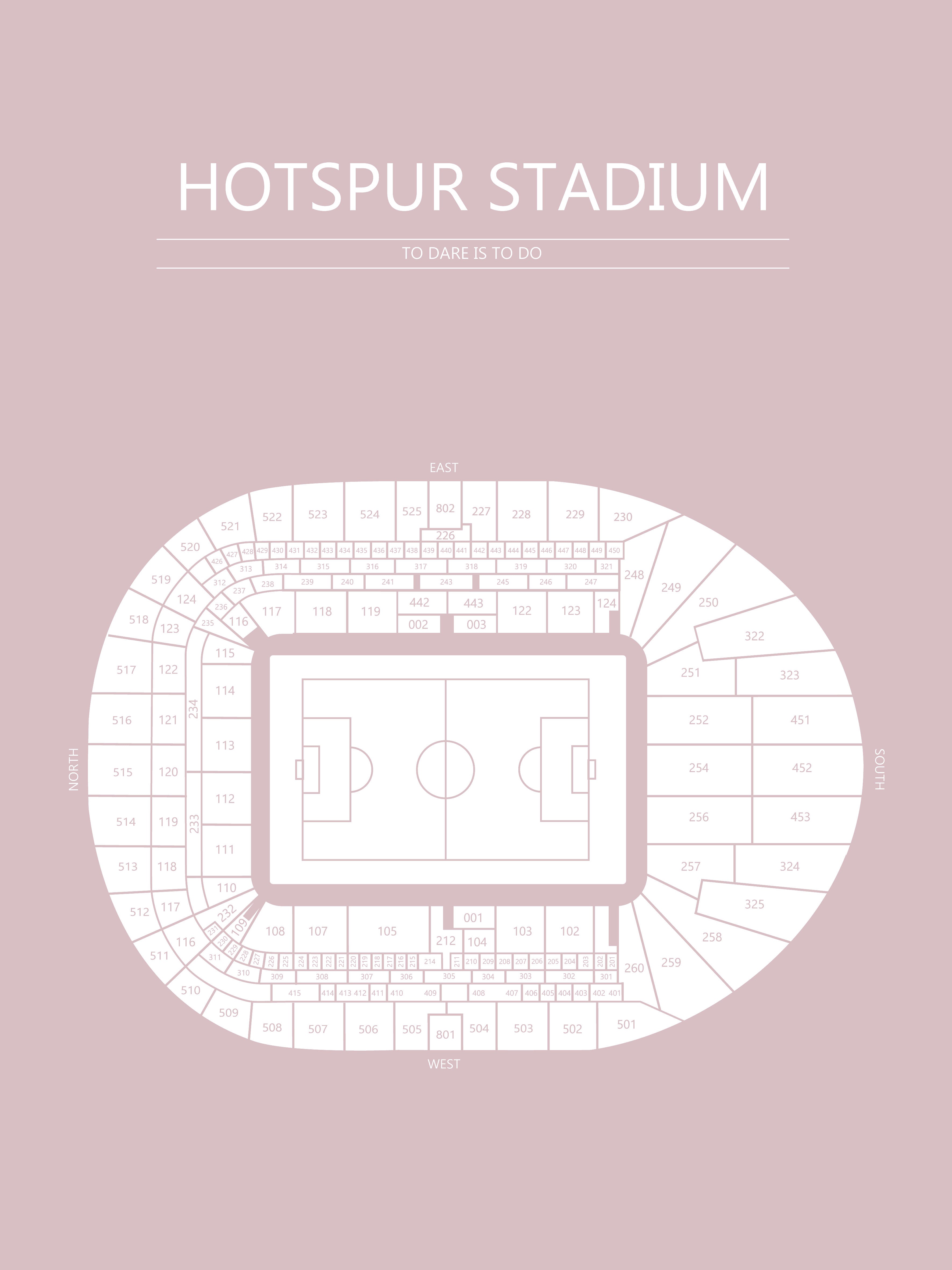 Fodbold plakat Tottenham Hotspur Stadium Lyserød