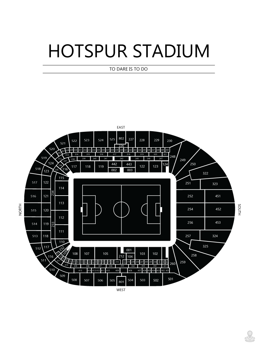 Fodbold plakat Tottenham Hotspur Stadium hvid