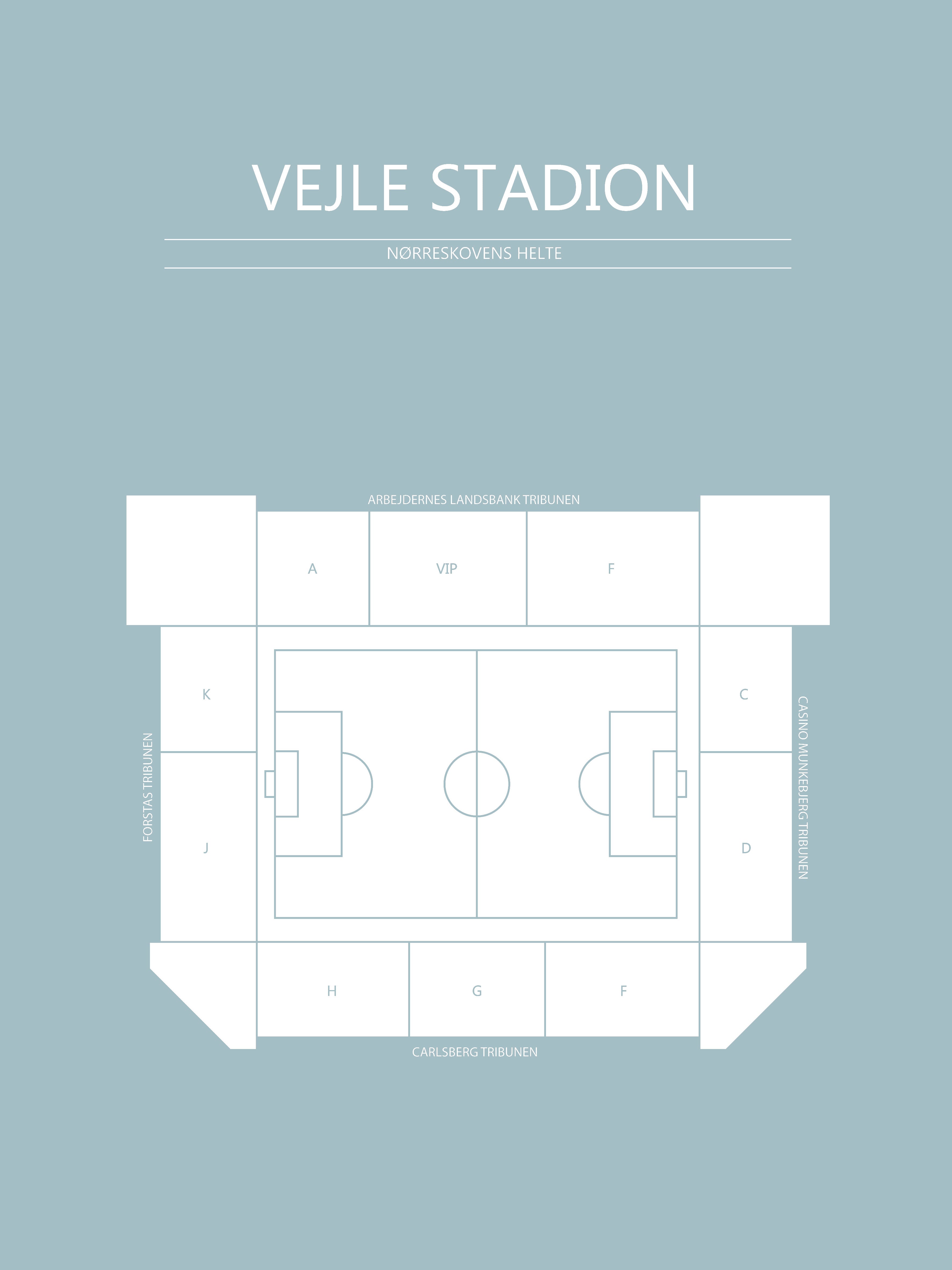 Fodbold plakat Vejle Stadion Lyseblå