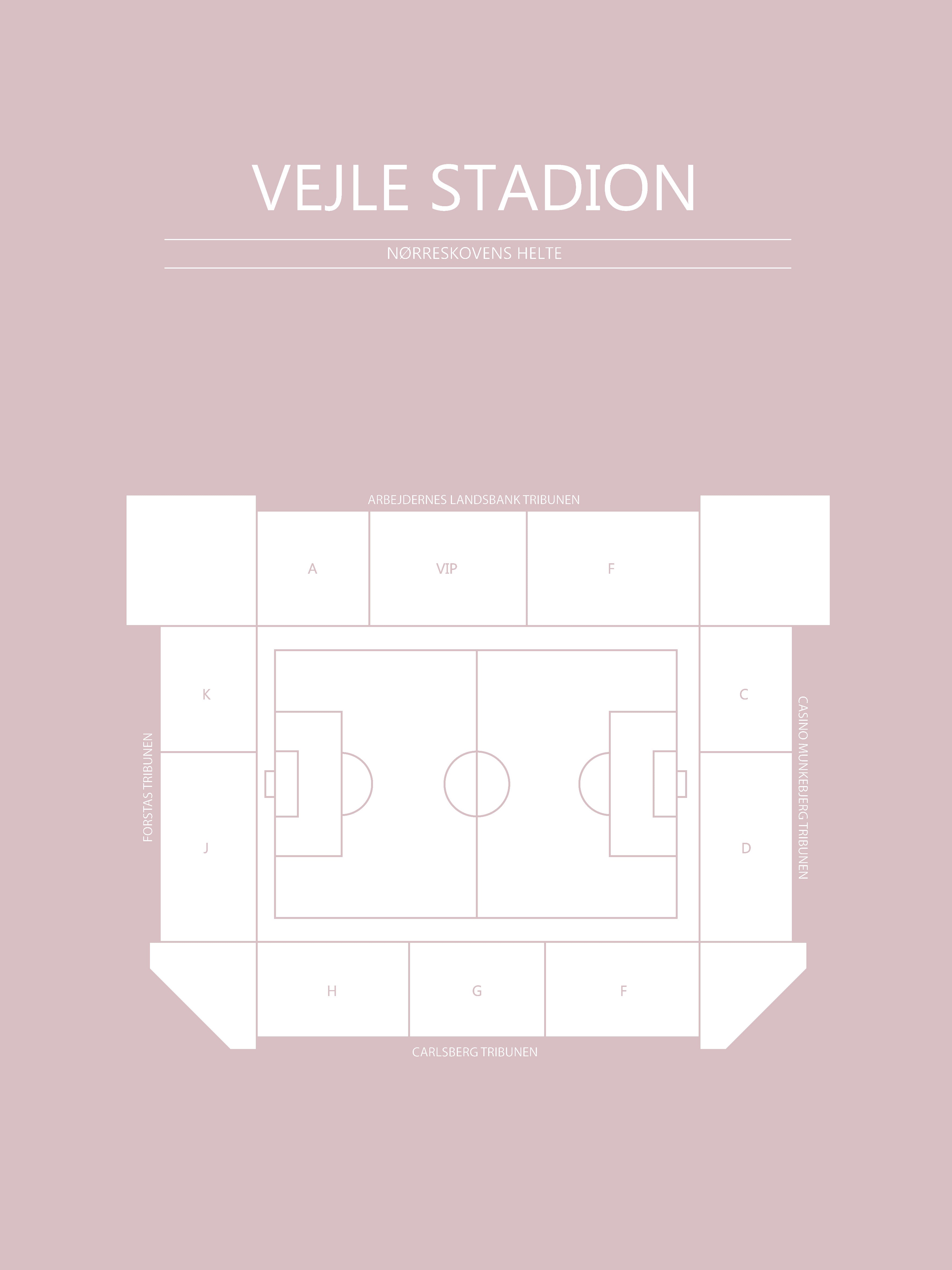 Fodbold plakat Vejle Stadion Lyserød