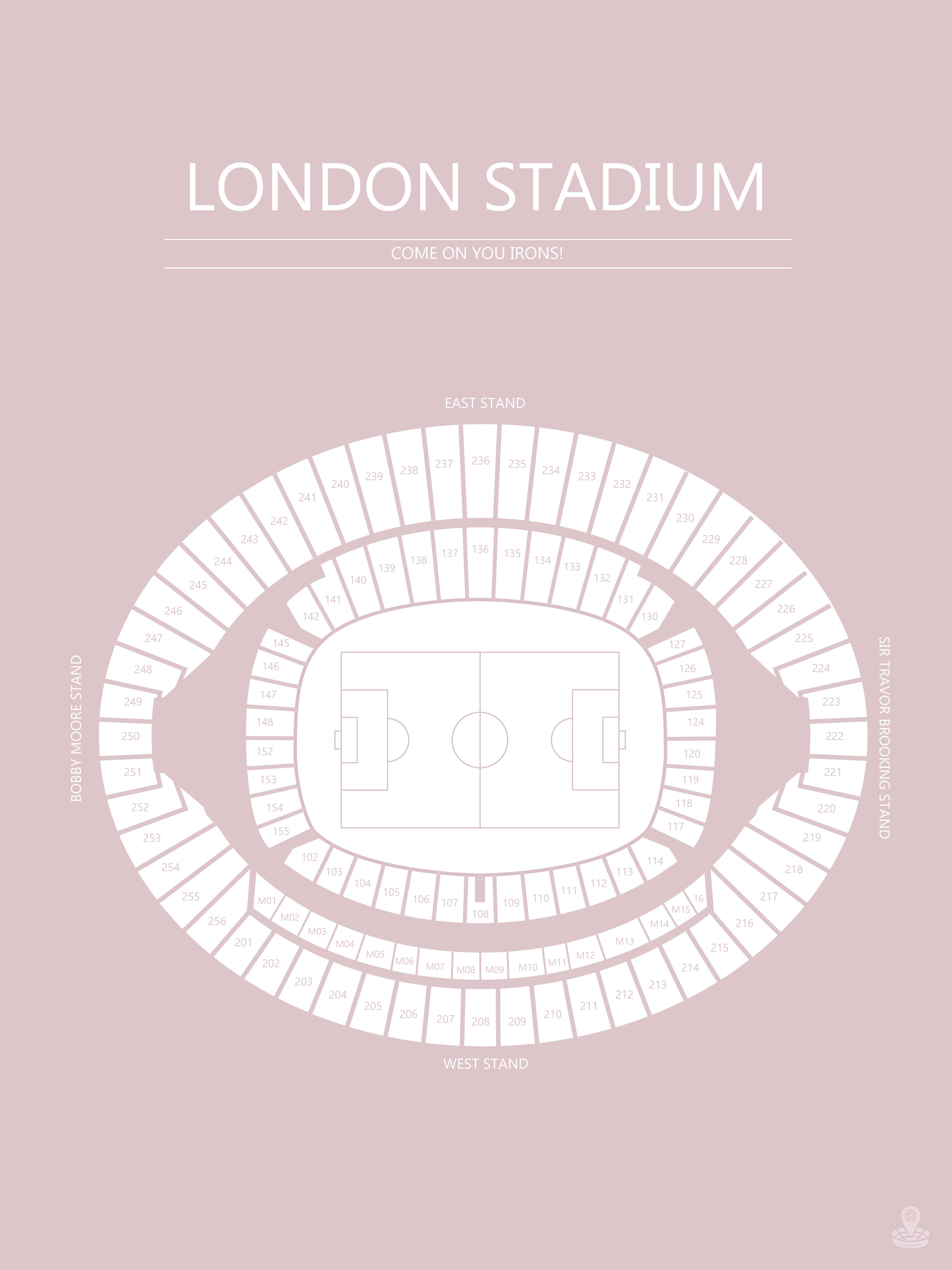 Fodbold plakat West Ham London Stadium  lyserød
