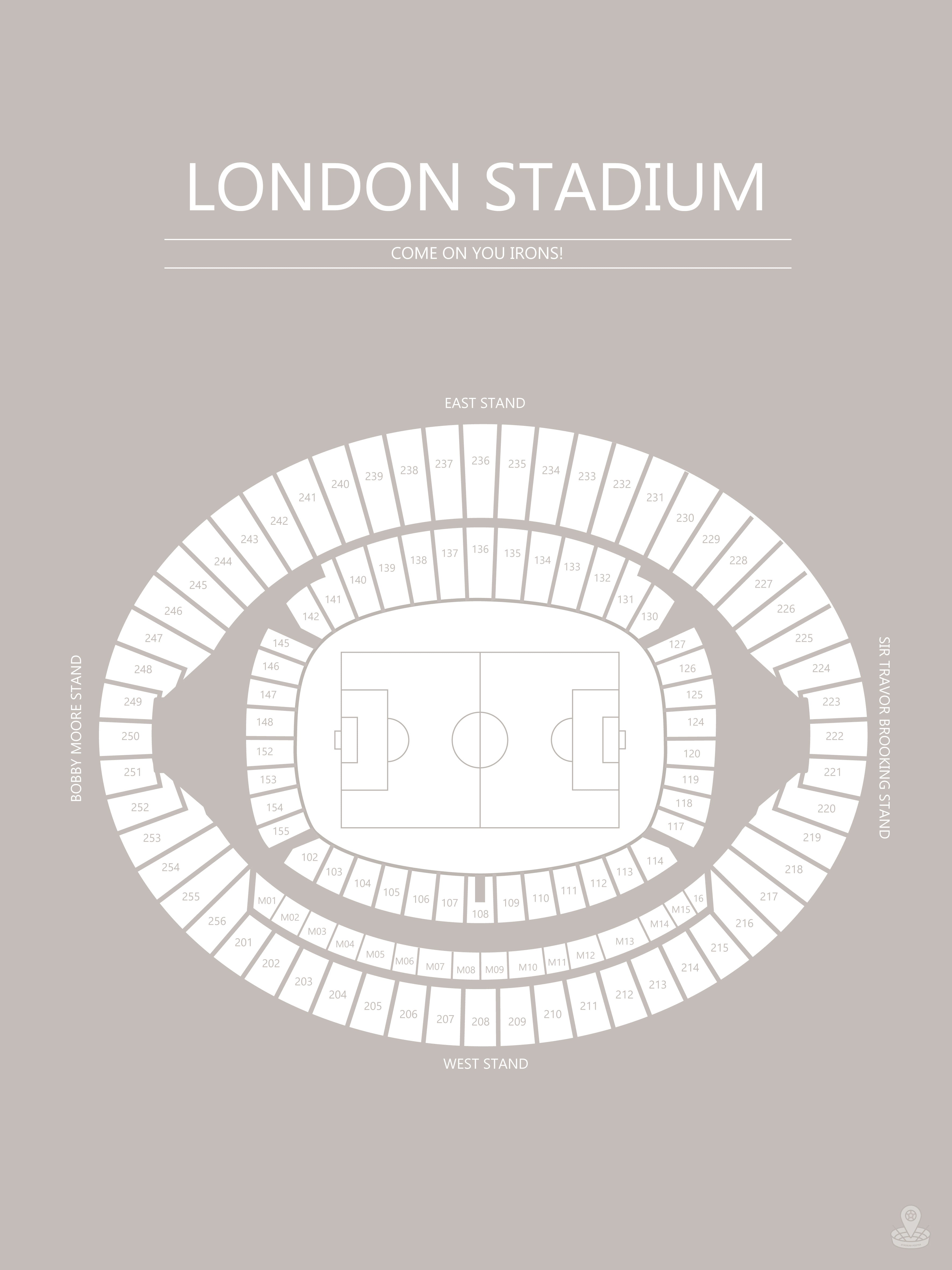 Fodbold plakat West Ham London Stadium  Grå