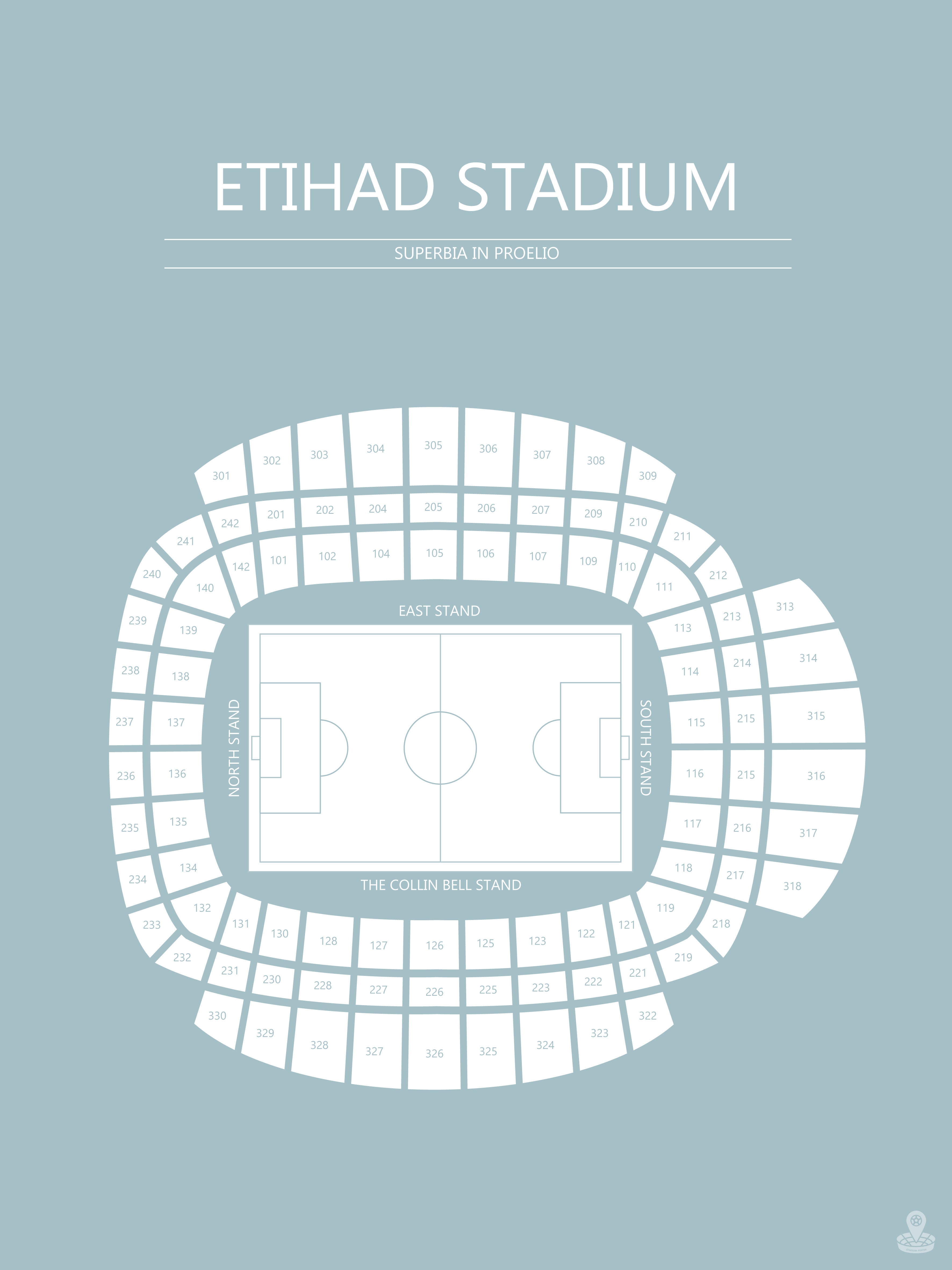 Fodbold plakat Manchester City Etihad Stadium lyseblå