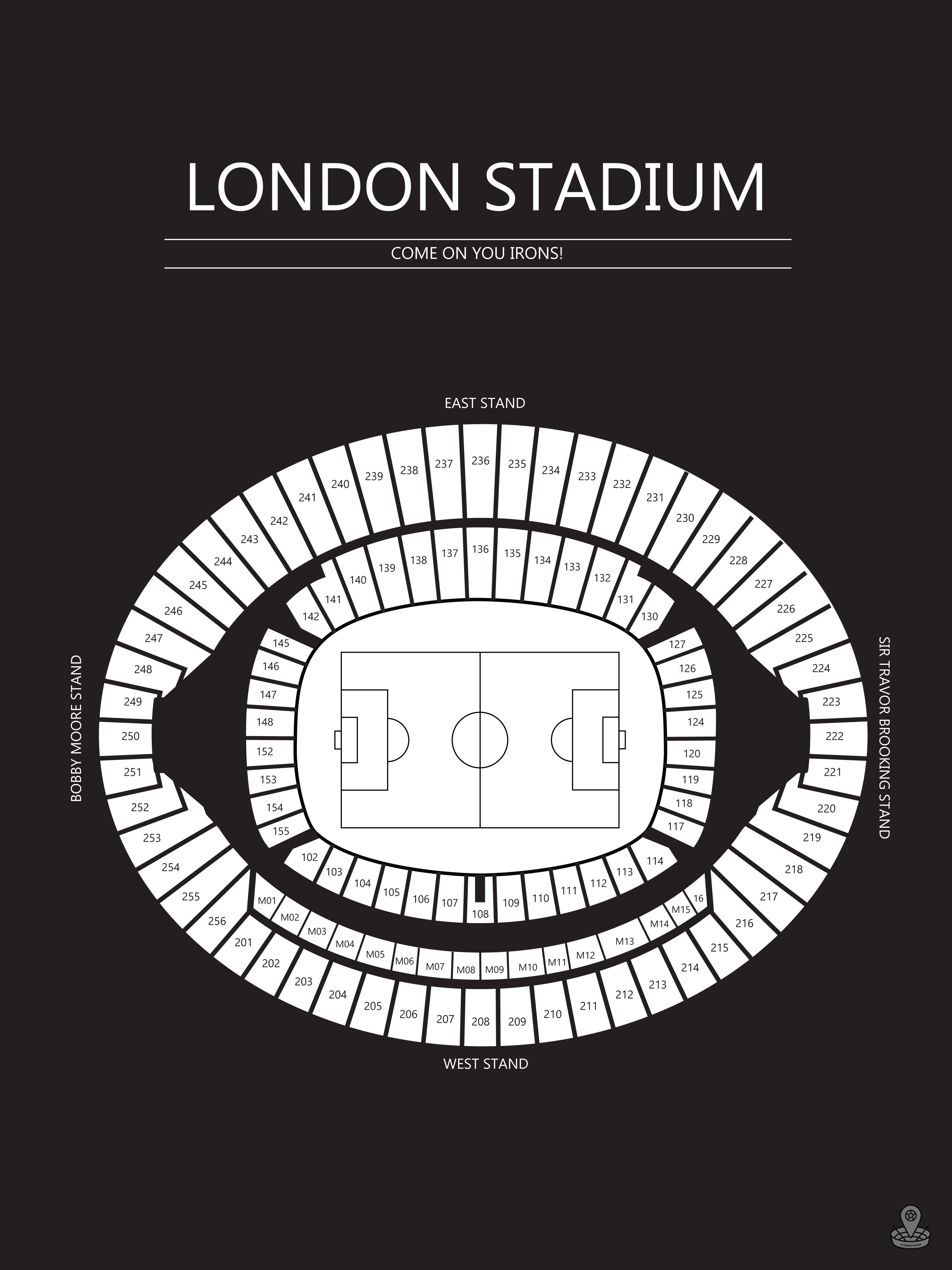 Fodbold plakat West Ham London Stadium sort