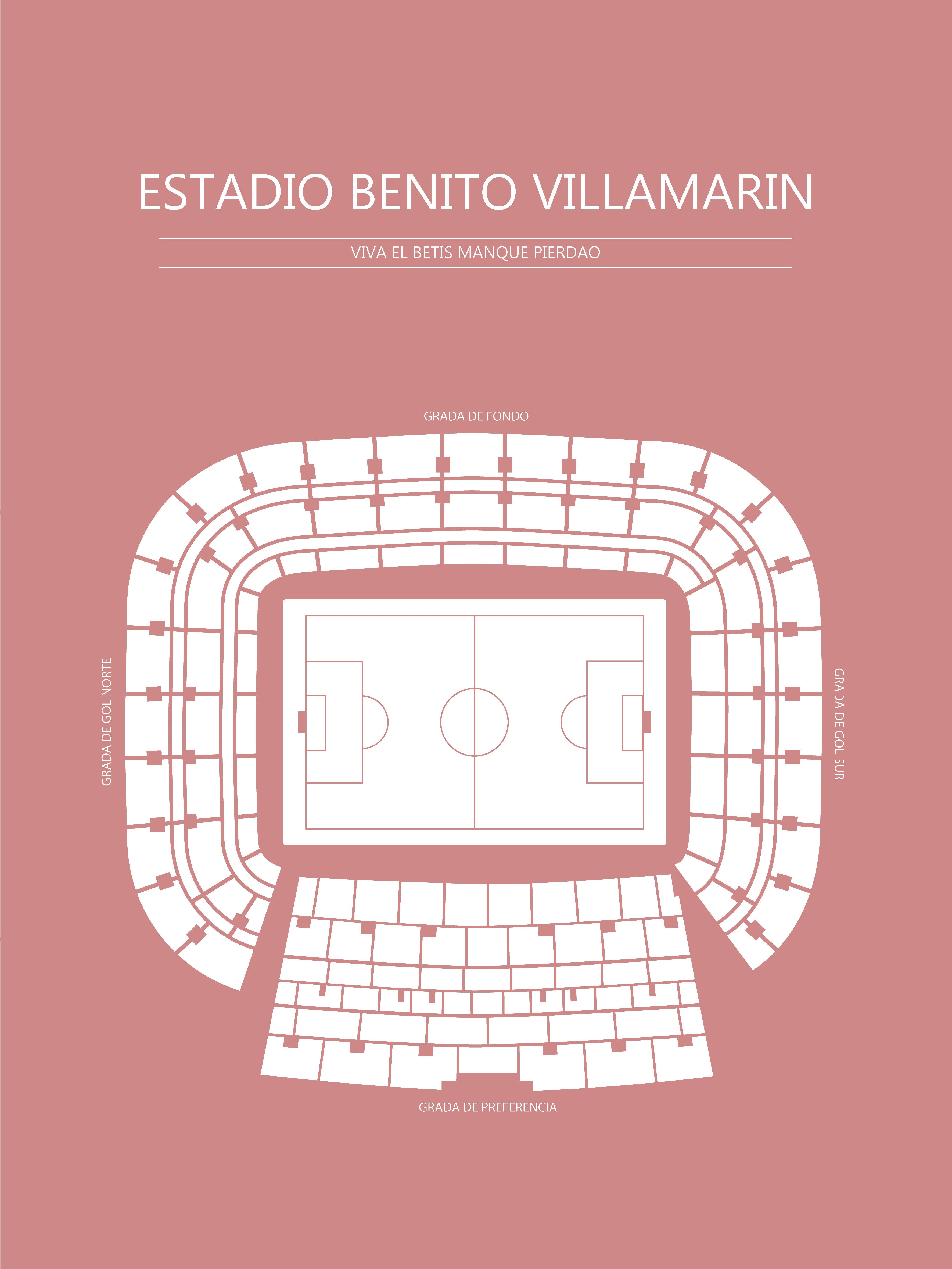 Fodbold plakat Real Betis Estadio Benito Villamartin Blush