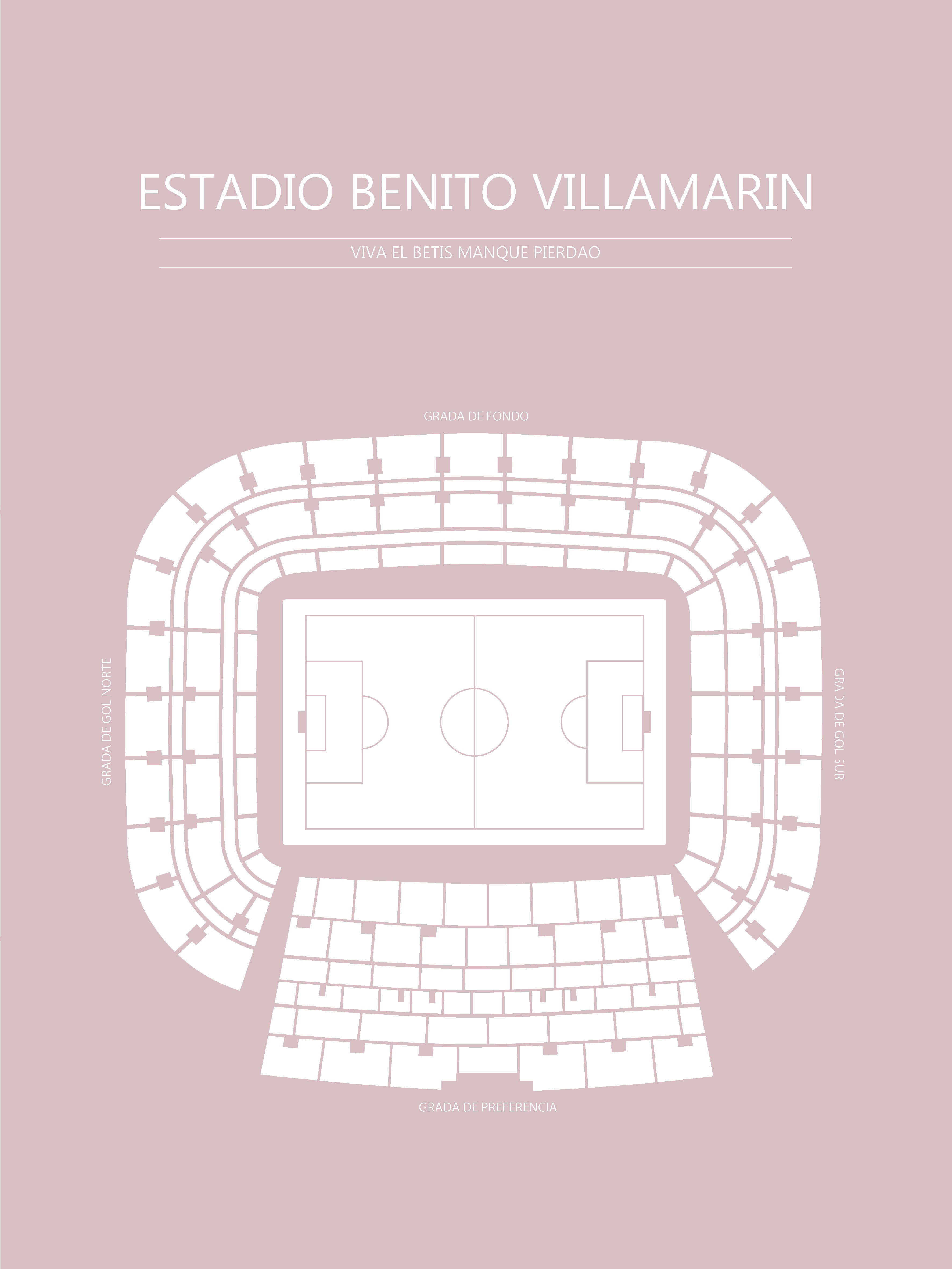 Fodbold plakat Real Betis Estadio Benito Villamartin  lyserød