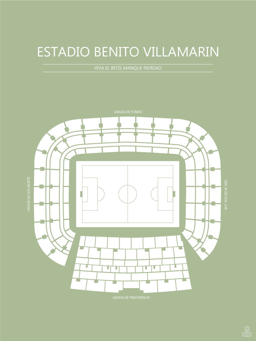 Fodbold plakat Real Betis Estadio Benito Villamartin Lysegrøn