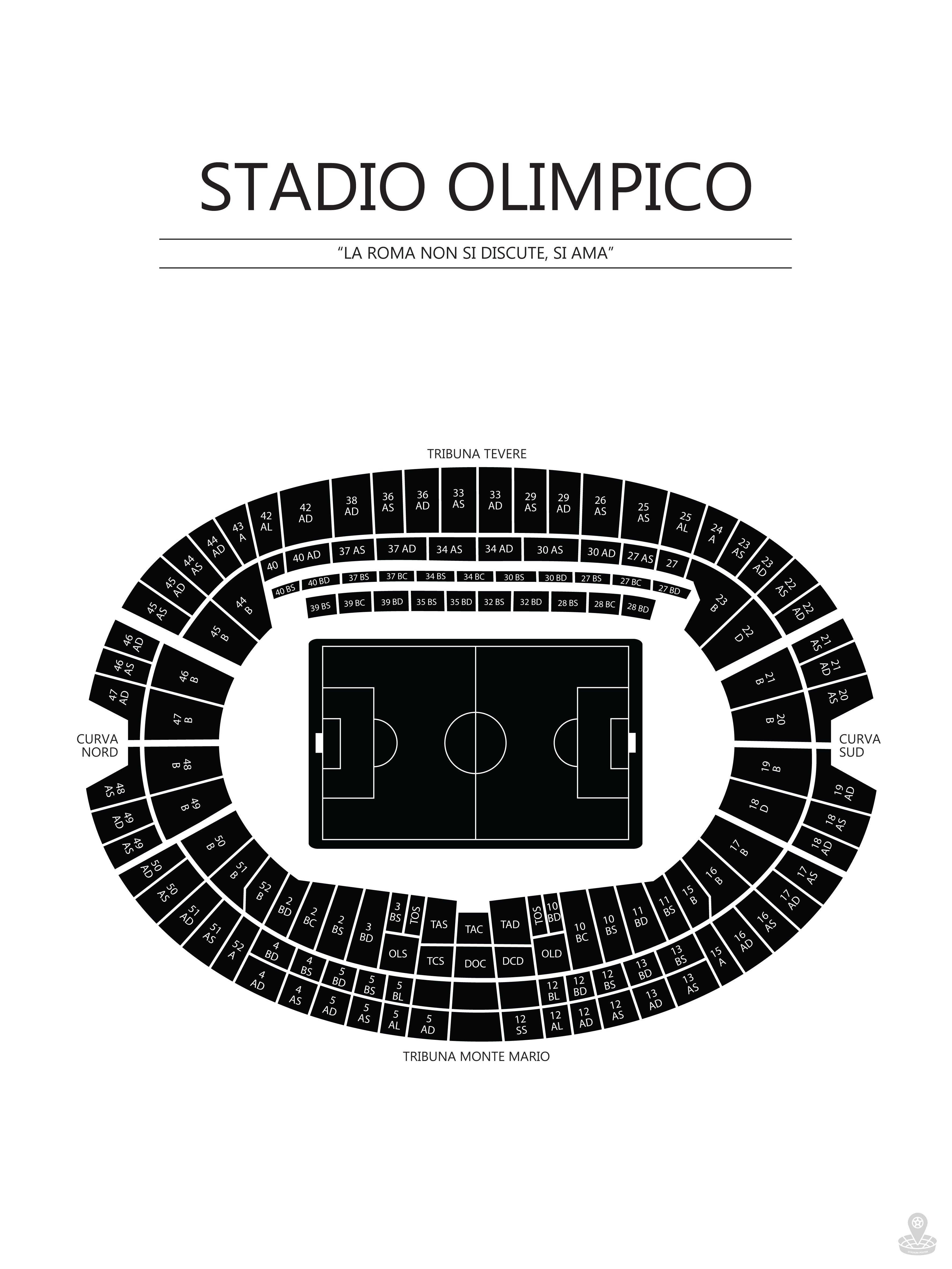 Fodbold plakat Roma Stadio Olimpico Hvid