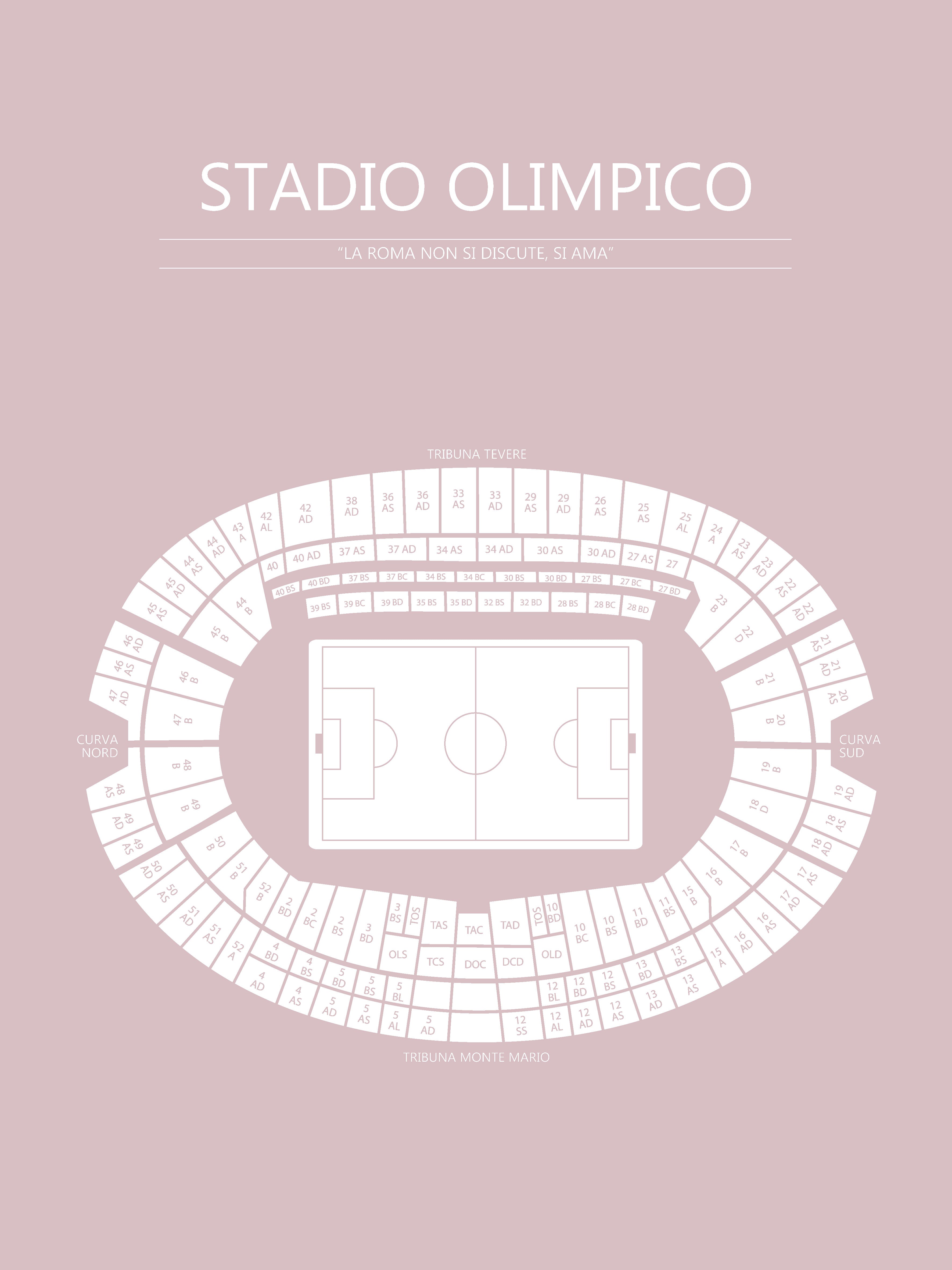 Fodbold plakat Roma Stadio Olimpico Lyserød