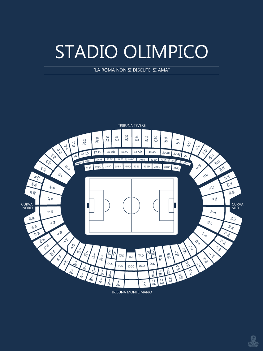 Fodbold plakat Roma Stadio Olimpico Mørkeblå
