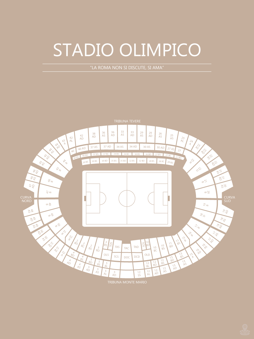 Fodbold plakat Roma Stadio Olimpico Sand