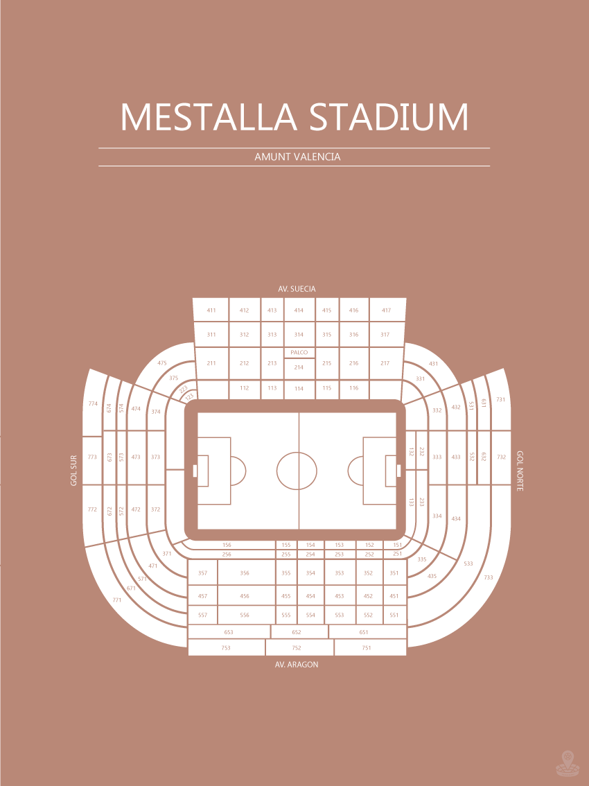 Fodbold plakat Valencia Mestalla Stadium Sahara